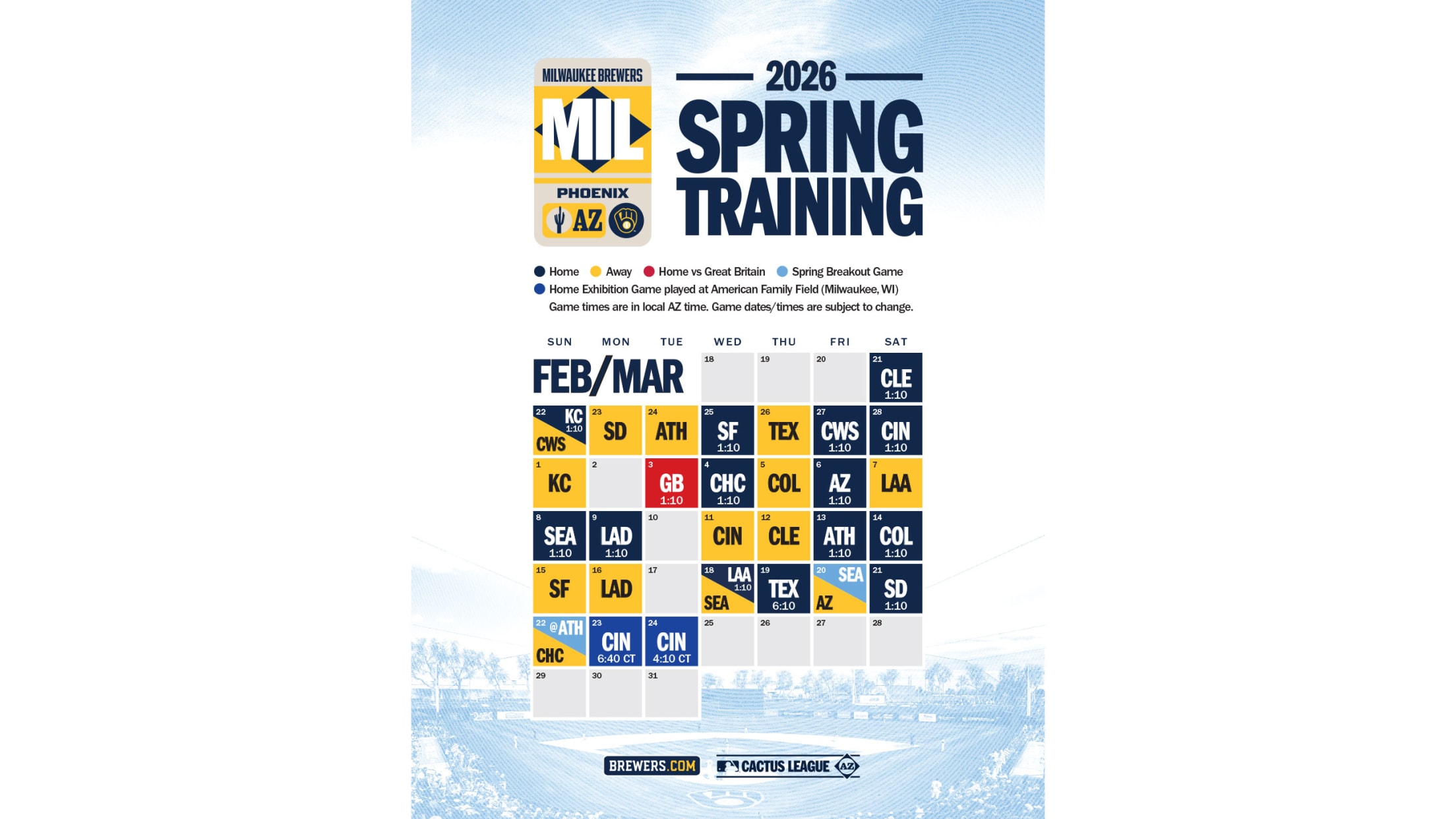 2026 Spring Training Schedule
