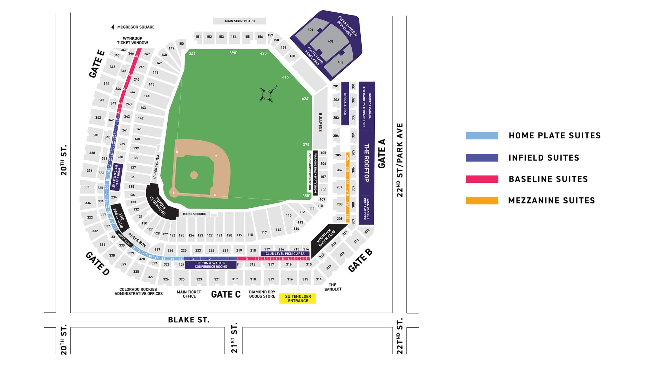 Suites and Party Facilities Map.