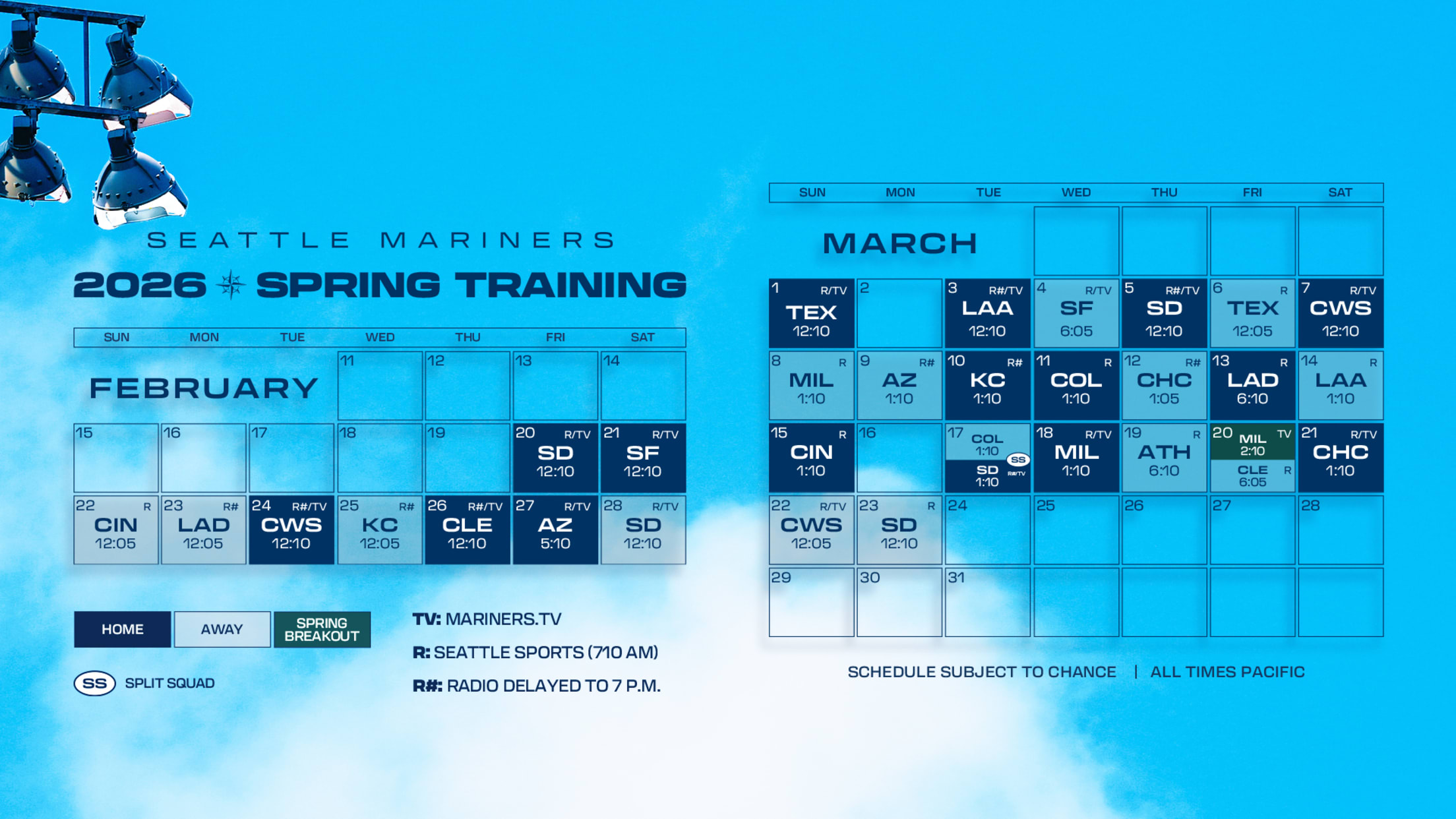 Mariners 2026 Spring Training Schedule
