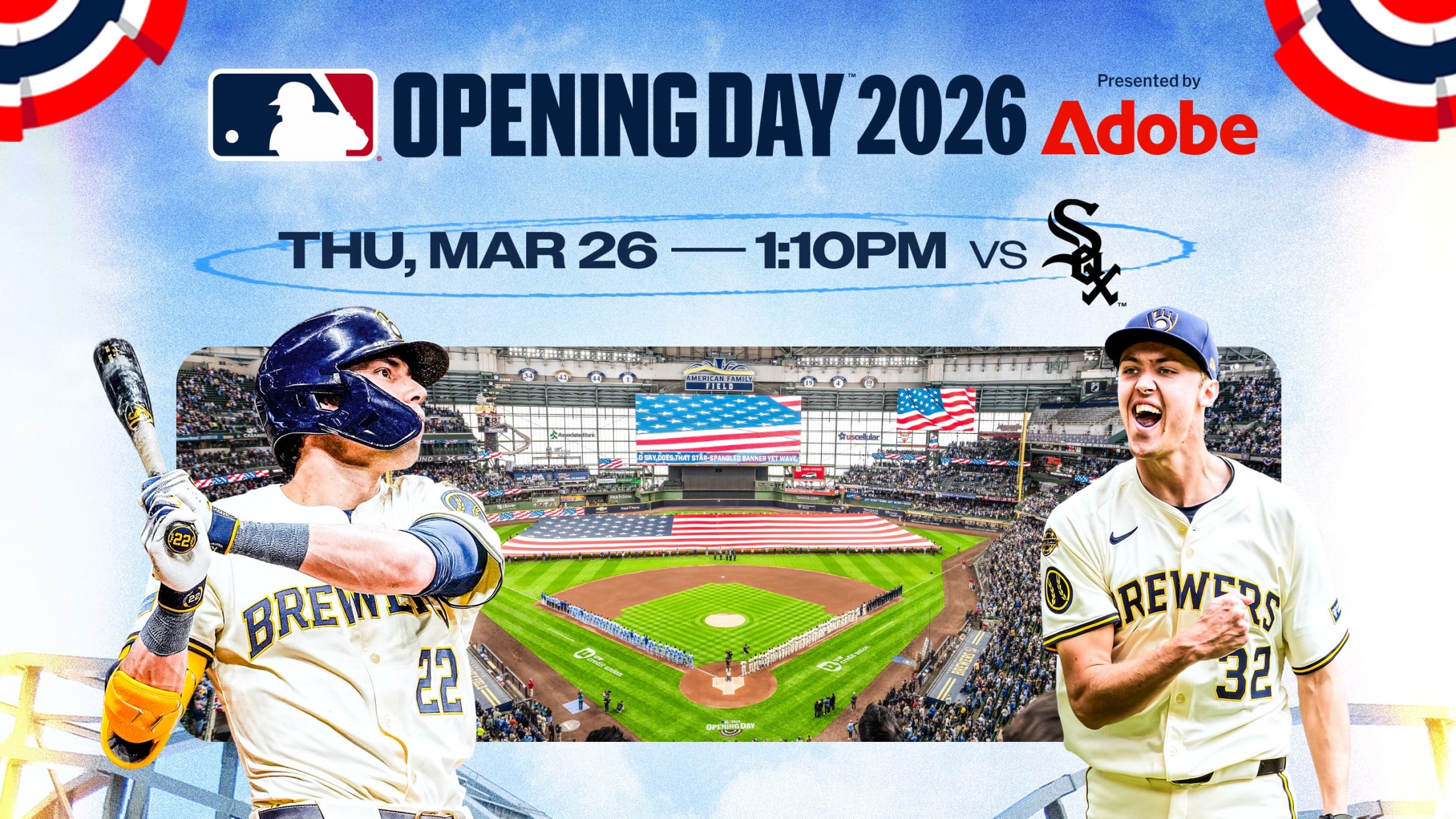 Opening Day 2026. Thu, Mar 26 - 1:10pm vs. White Sox