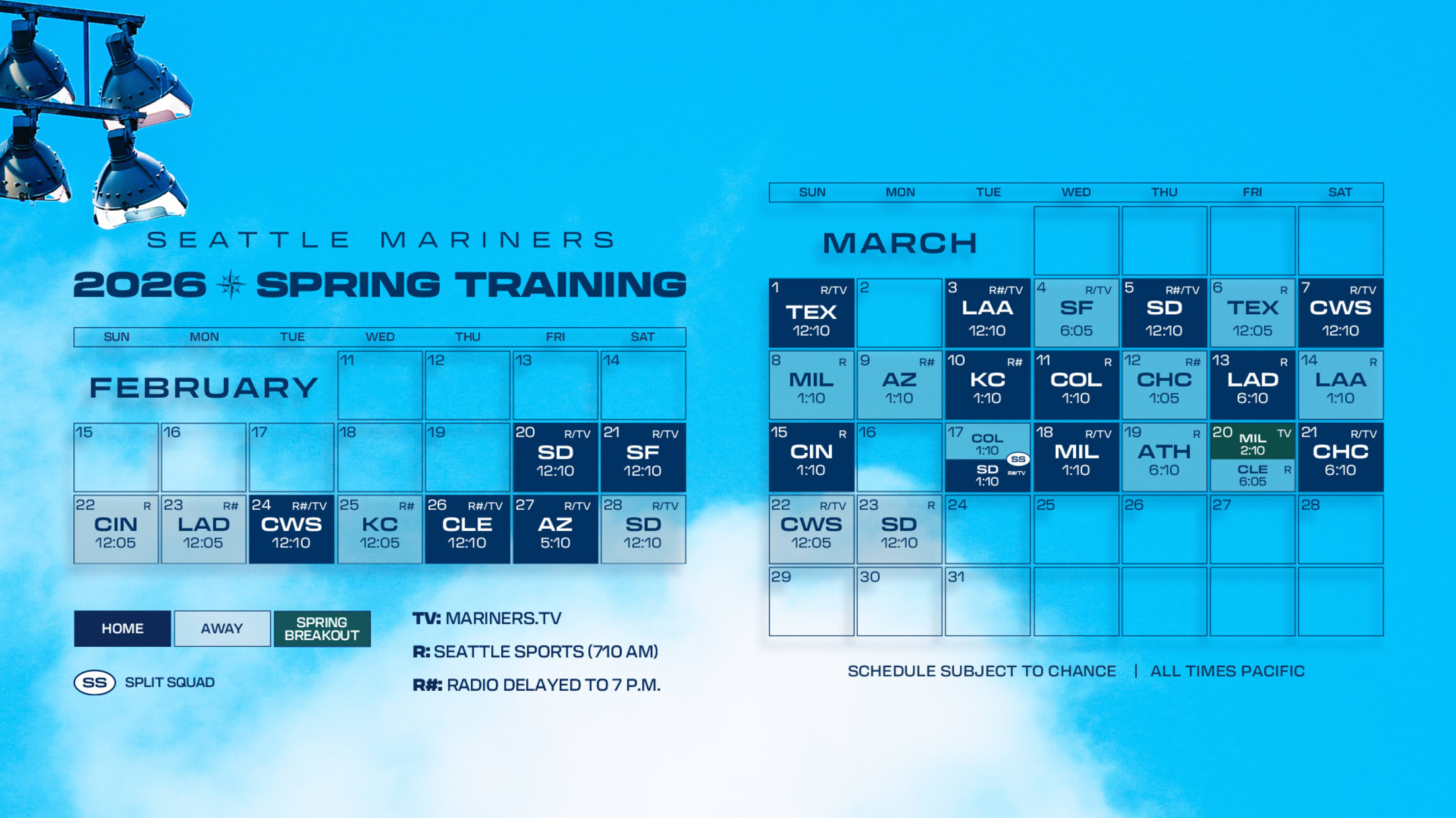 Mariners 2026 Spring Training Schedule