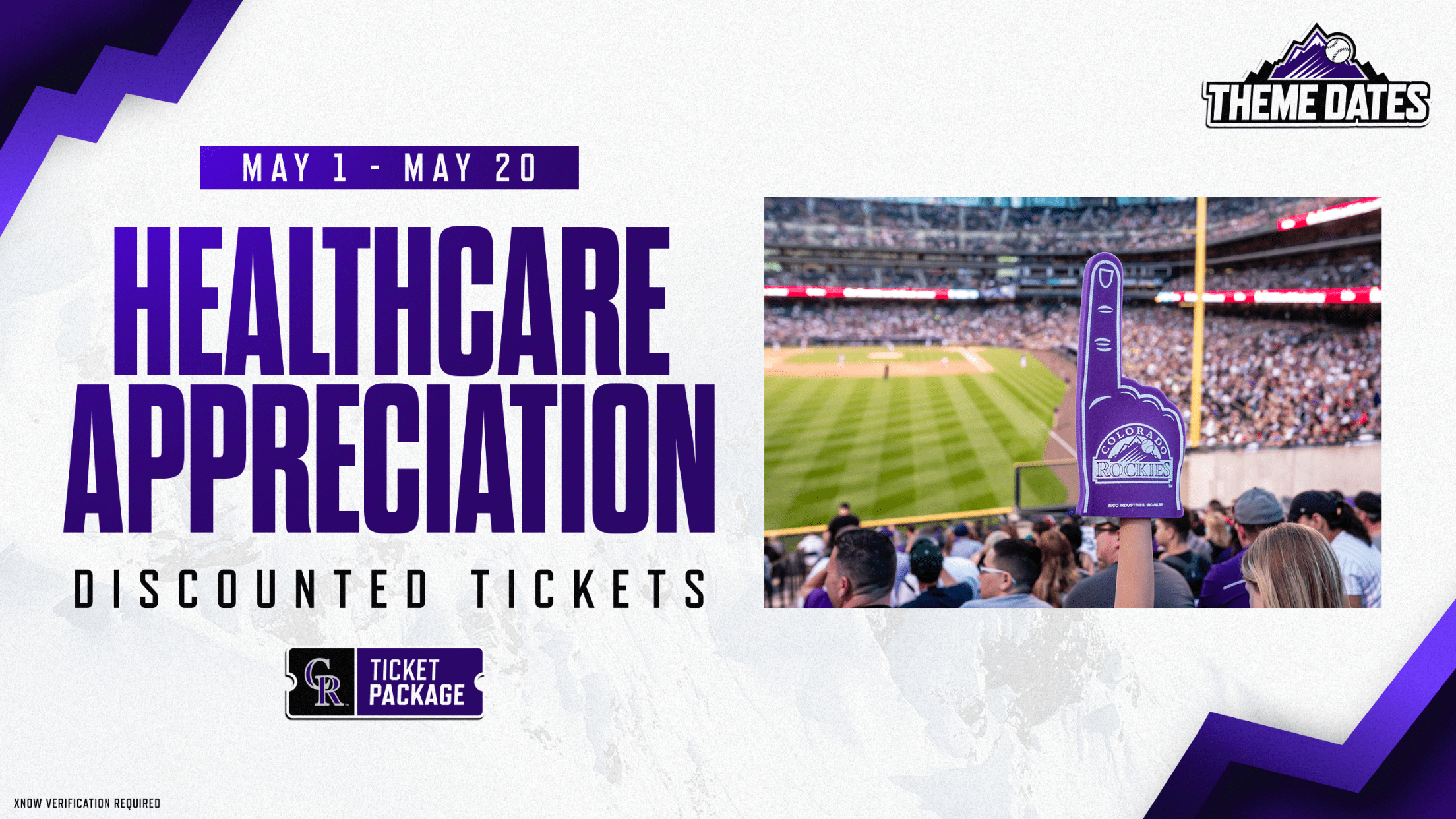 Purchase discounted Rockies tickets for Healthcare Appreciation May 1-20