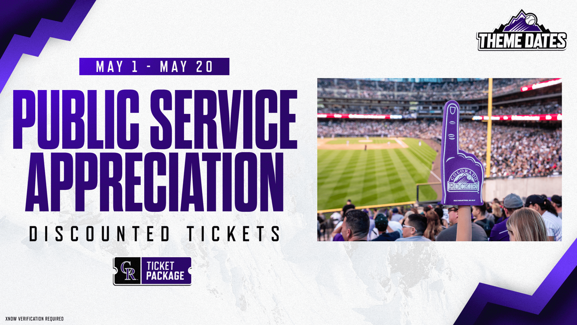 Purchase discounted Rockies tickets for Public Service Appreciation May 1-20