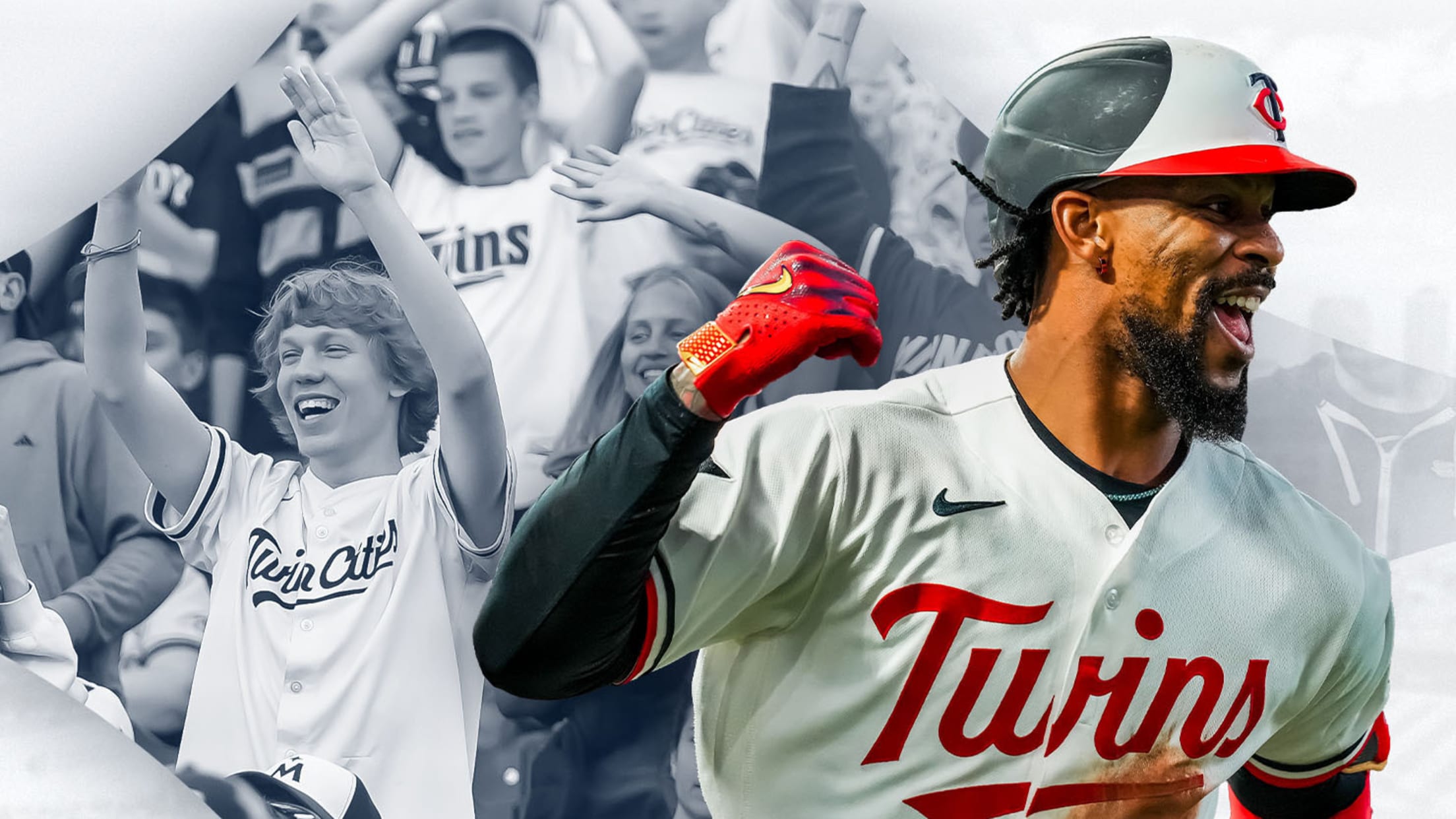 Byron Buxton, with fans at Target Field pictured in the background