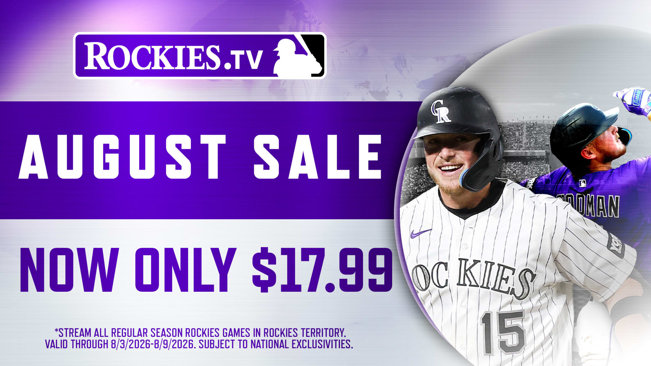 Rockies.TV only $54.99 to stream all regular season Rockies games for the rest of the season. Subject to national exclusivities.