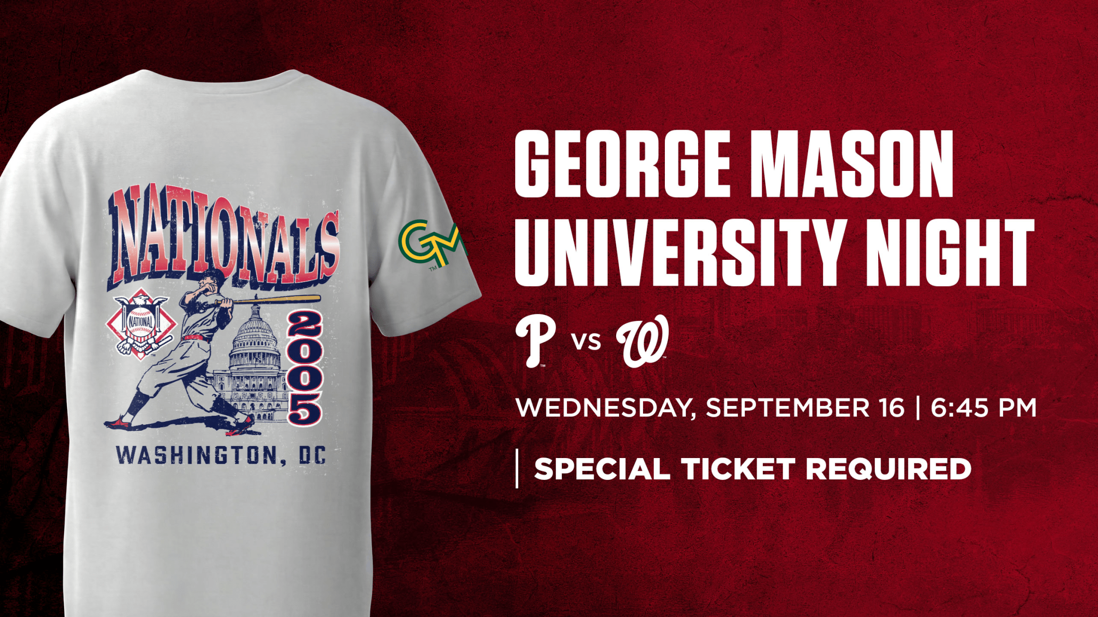 George Mason University Day: Wednesday, September 16 vs. Philadelphia Phillies