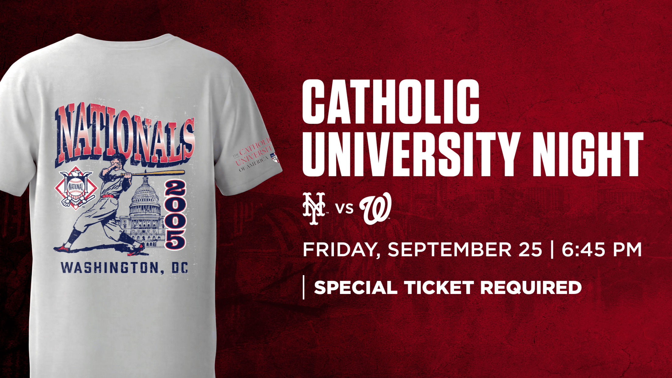 Catholic University Day: Tuesday, September 25 vs. Arizona Diamondbacks