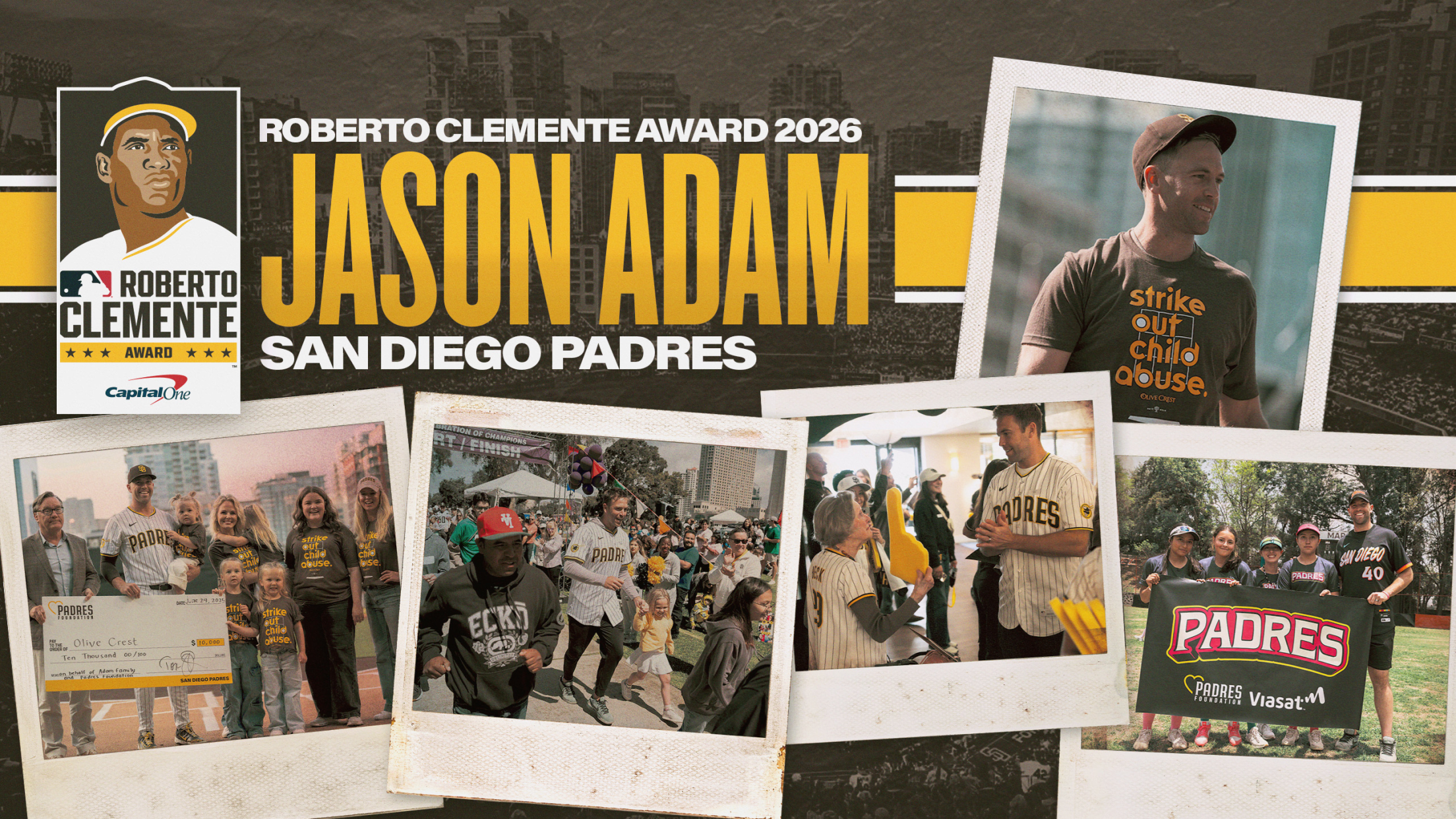 Jason Adam is the San Diego Padres nominee for the 2026 Roberto Clemente Award.