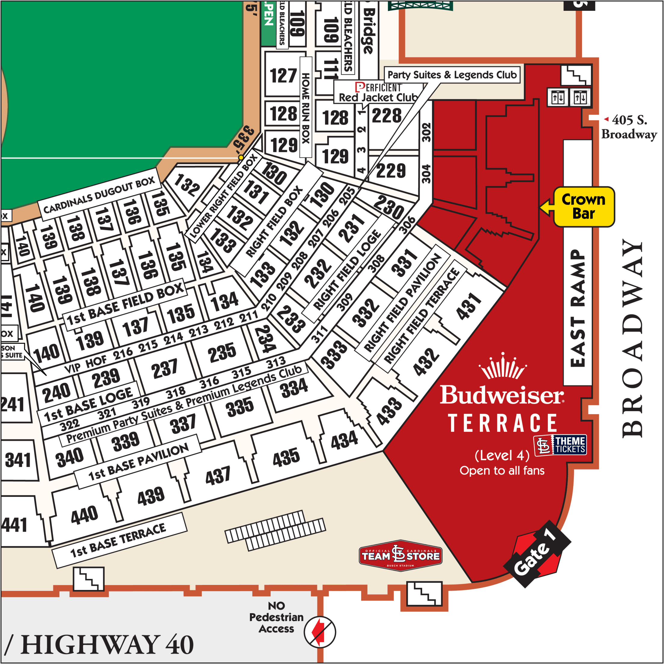Budweiser Terrace Map