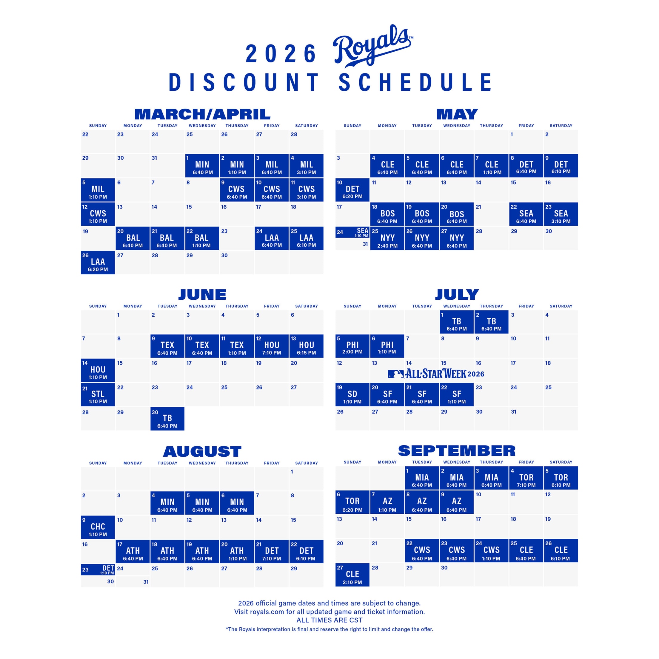 Corporate Partners Discount Schedule 2026