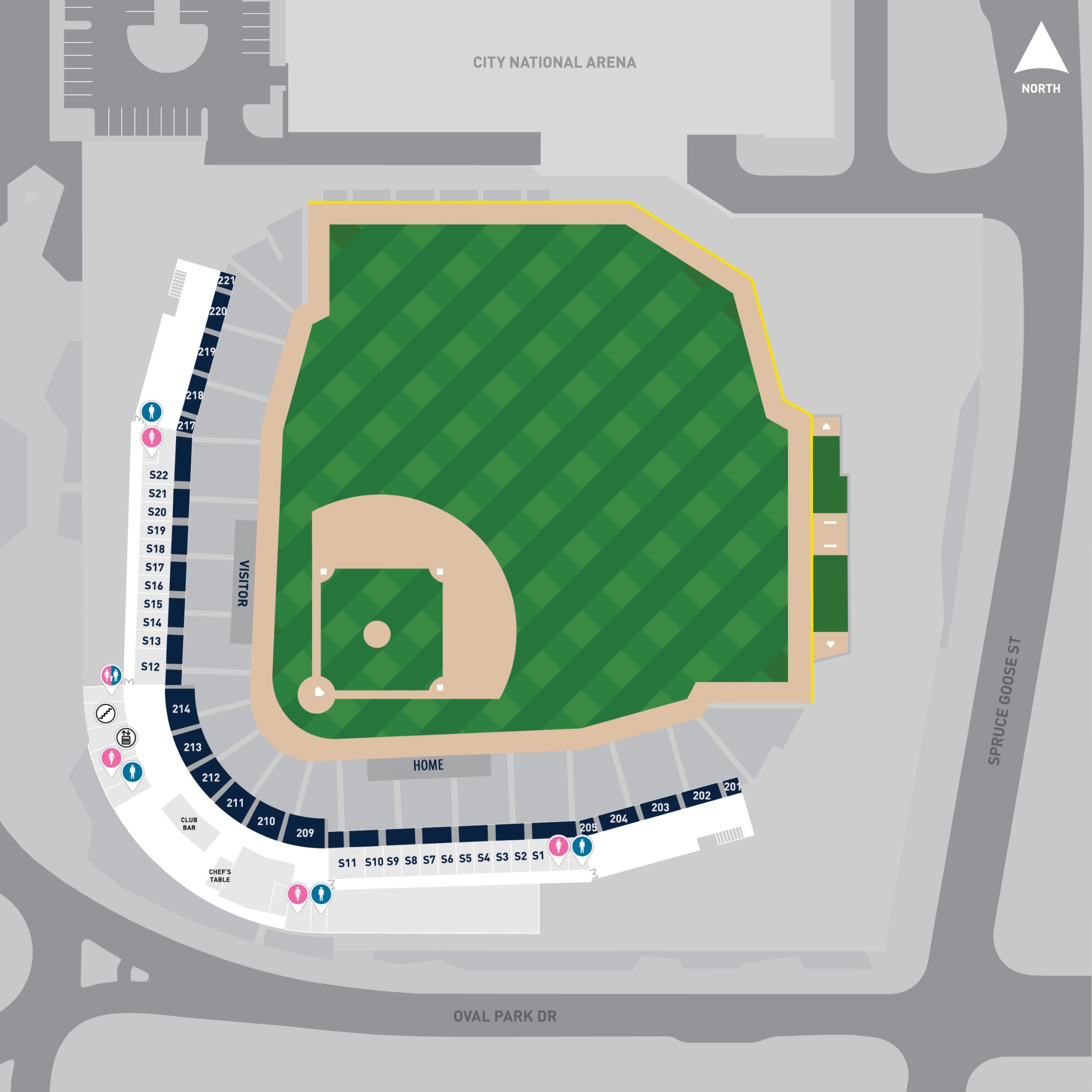 Las Vegas Ballpark: Club Level Map