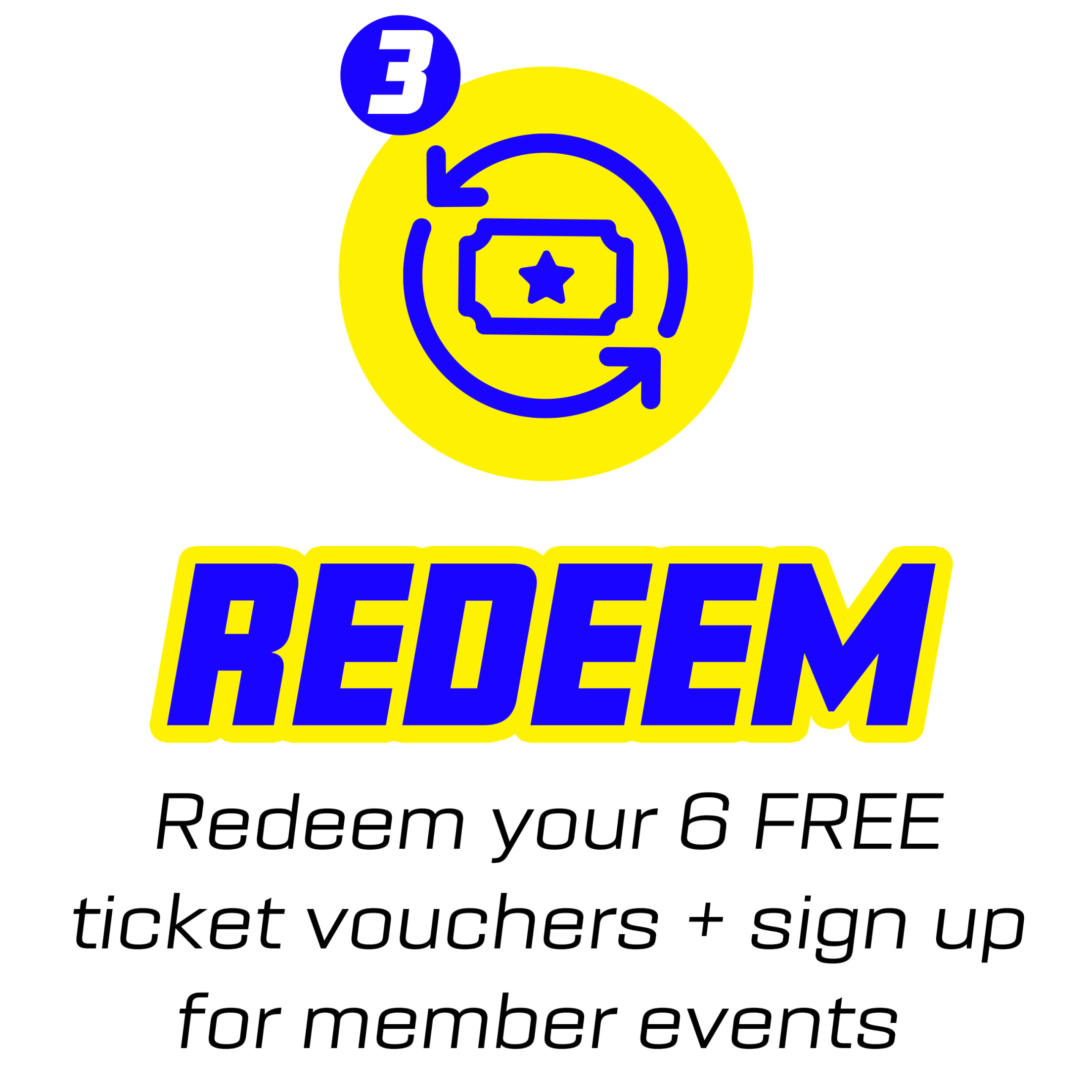 Step 3: Redeem your 6 FREE ticket vouchers + sign up for member events