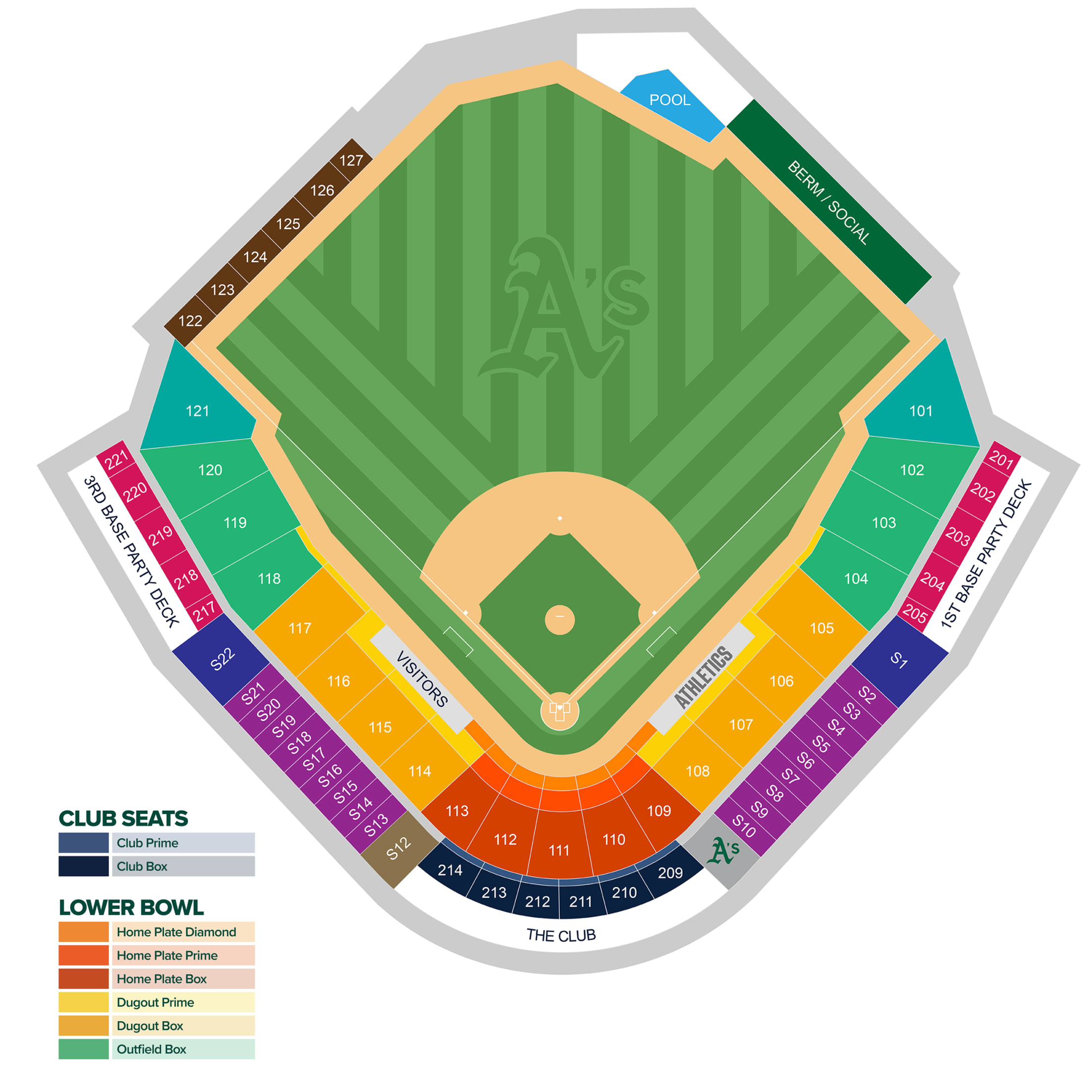 Las Vegas Ballpark Seating Map and Legend