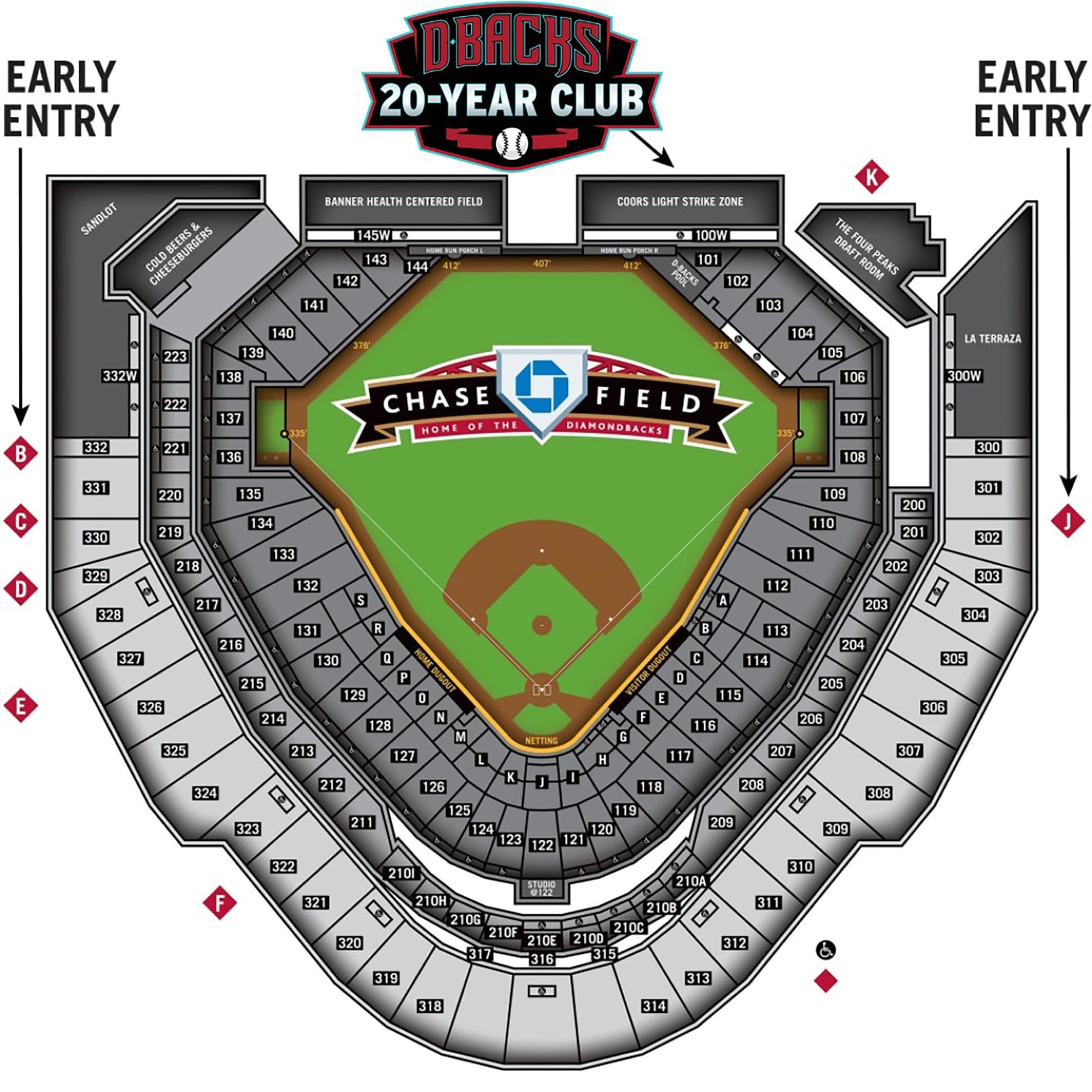 Chase Field early entry stadium map