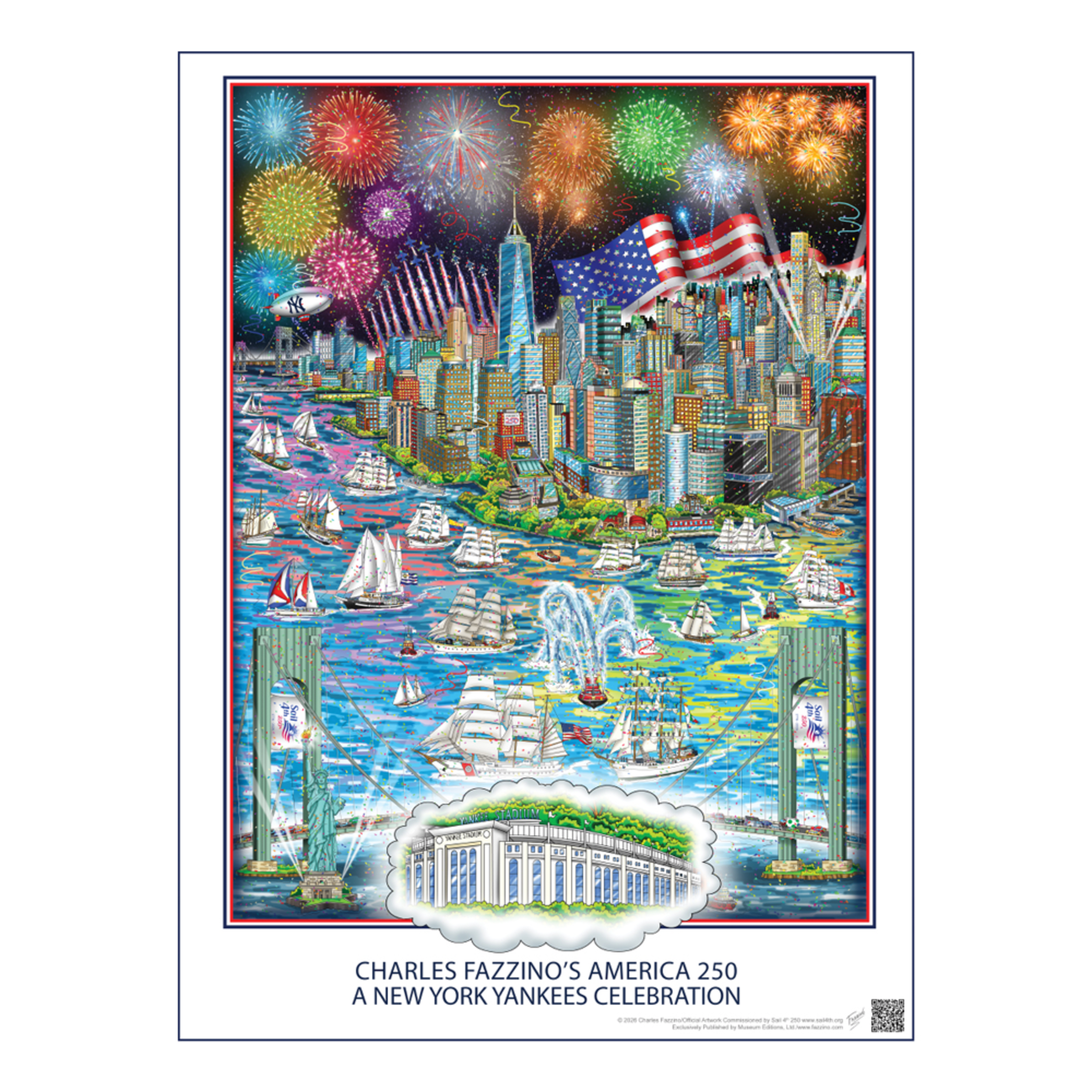 Charles Fazzino's America250: A New York Yankees Celebration Poster