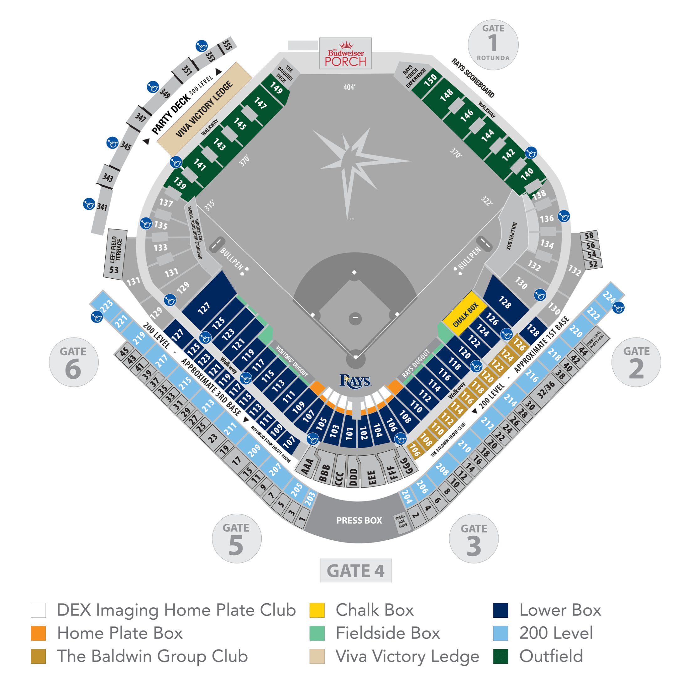Rays Seating Map
