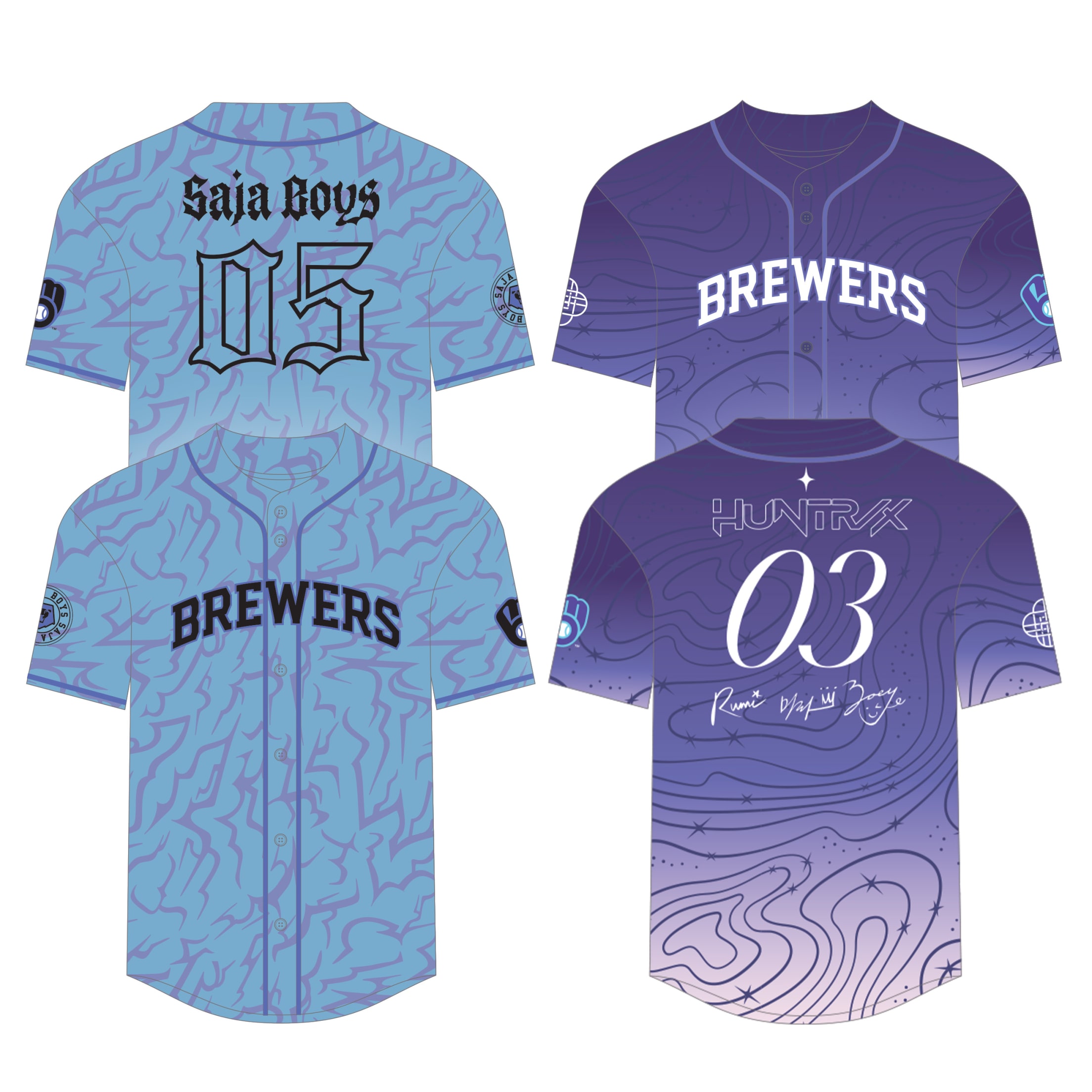 Exclusive HUNTR/X or Saja Boys Brewers baseball jersey