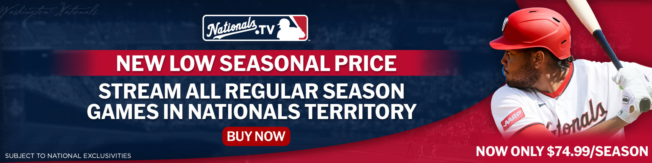 Nationals.TV - New Low Season Price! Now only for $74.99/season