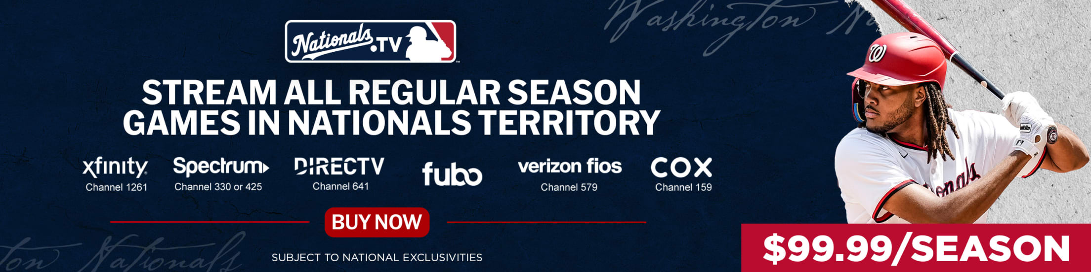 Nationals.TV - Stream all regular season games in Nationals territory.