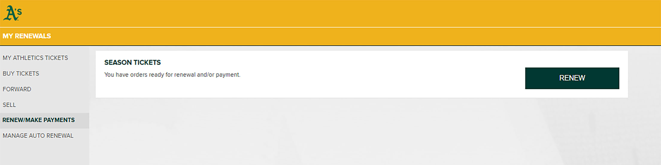 By selecting “Renew”, this will take you to a screen with order details and your total payments due