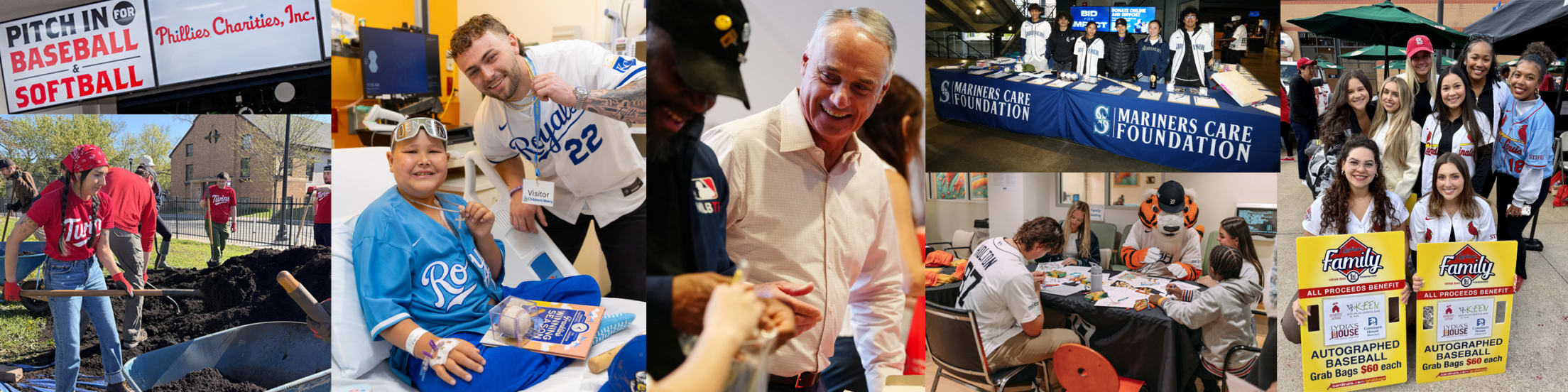 Various charity images across MLB for America 250.