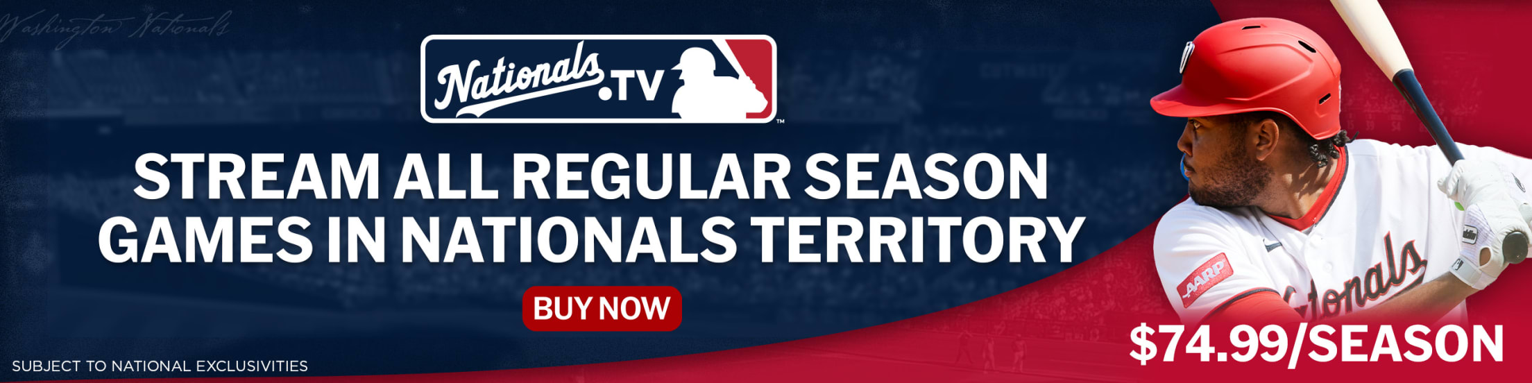 Stream all regular season games in Nationals territory