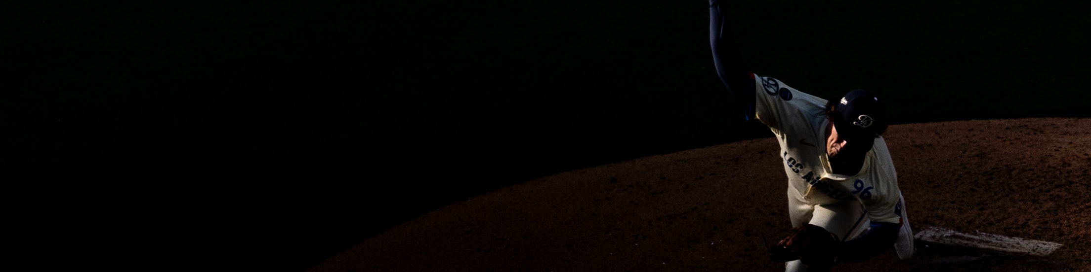 Pitcher throws a ball in a Major League game.