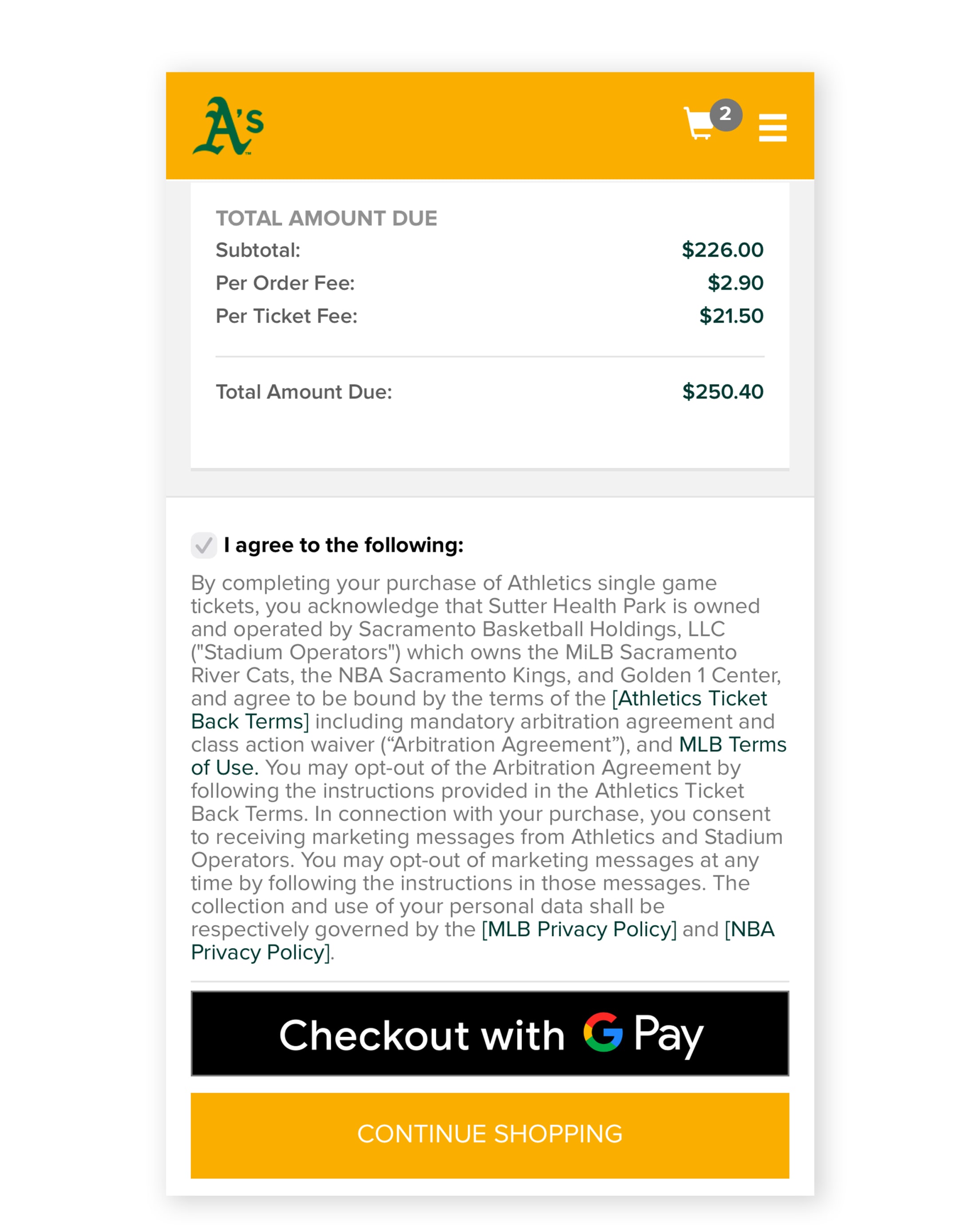 Buying with Google Pay™ > Checkout