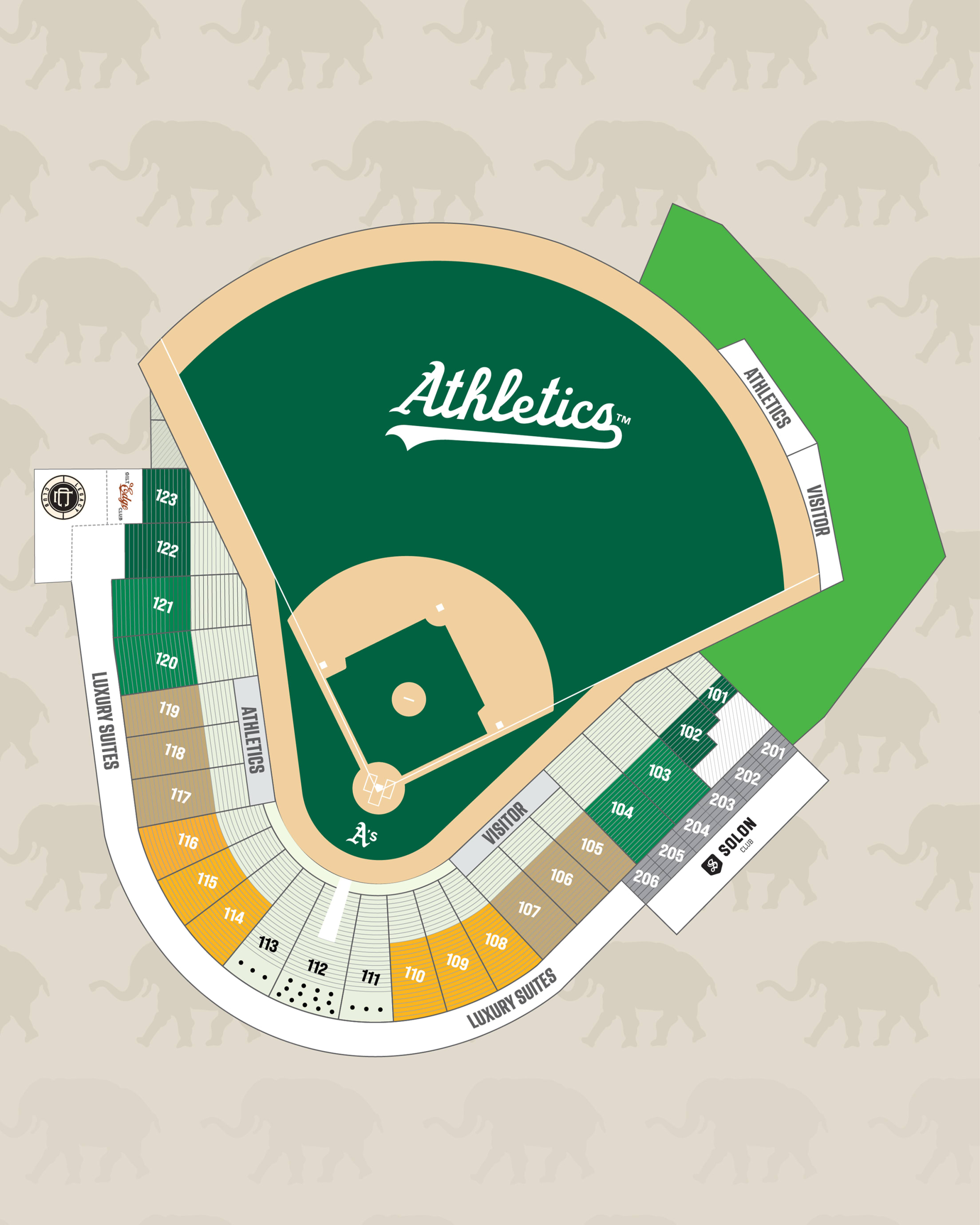 A's Groups Ballpark Map
