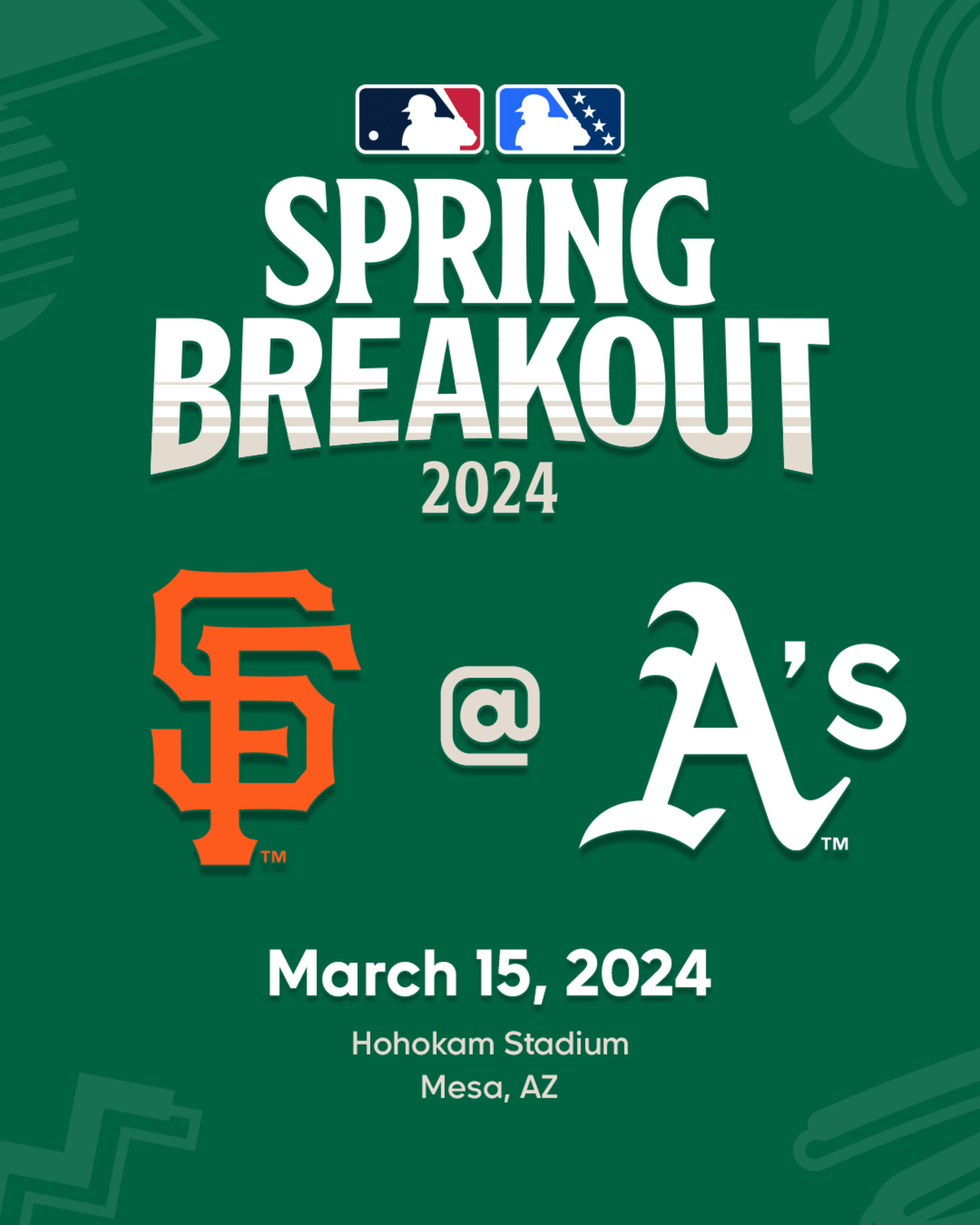 MLB Spring Breakout 2024. San Francisco Giants at Oakland Athletics. March 15, 2024. Hohokam Stadium in Mesa, Arizona.