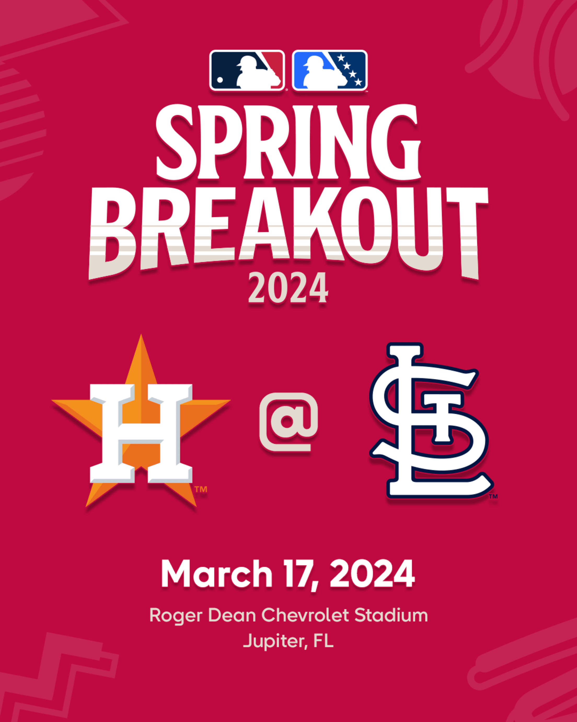 MLB Spring Breakout 2024. Houston Astros at St. Louis Cardinals. March 17, 2024. Roger Dean Chevrolet Stadium in Jupiter, Florida.