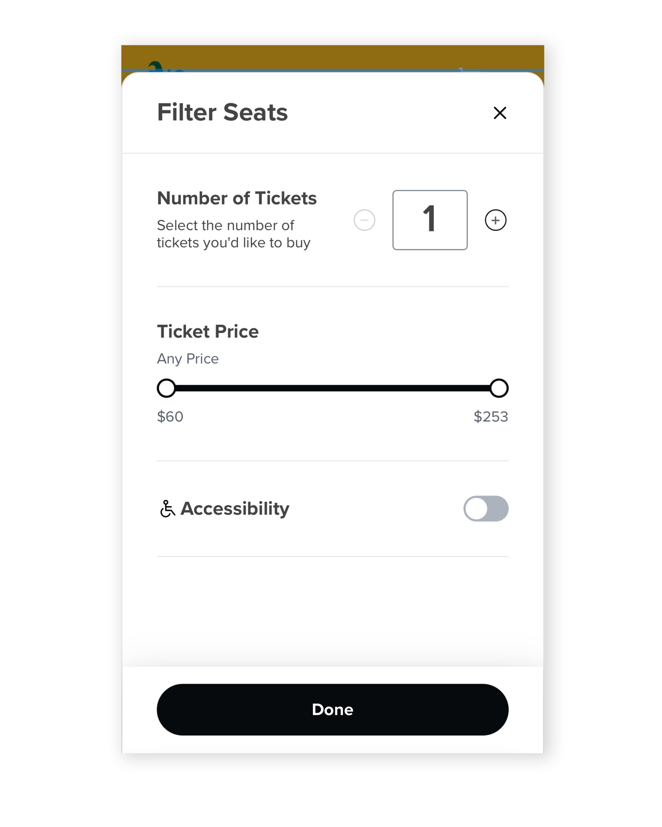 Buying Tickets > Find a Seat > Filter Results