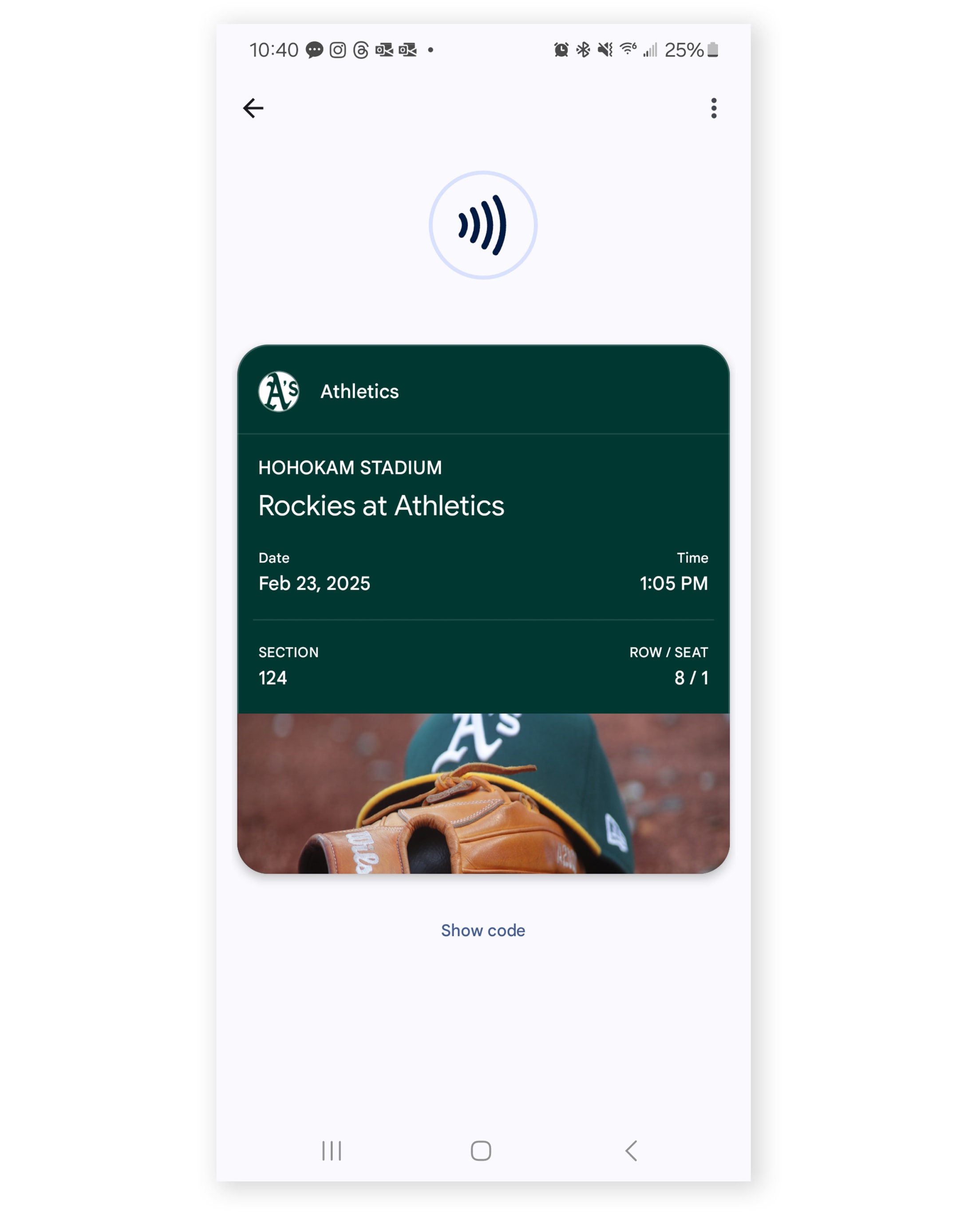 See ticket within Google Wallet after clicking on ticket listed
