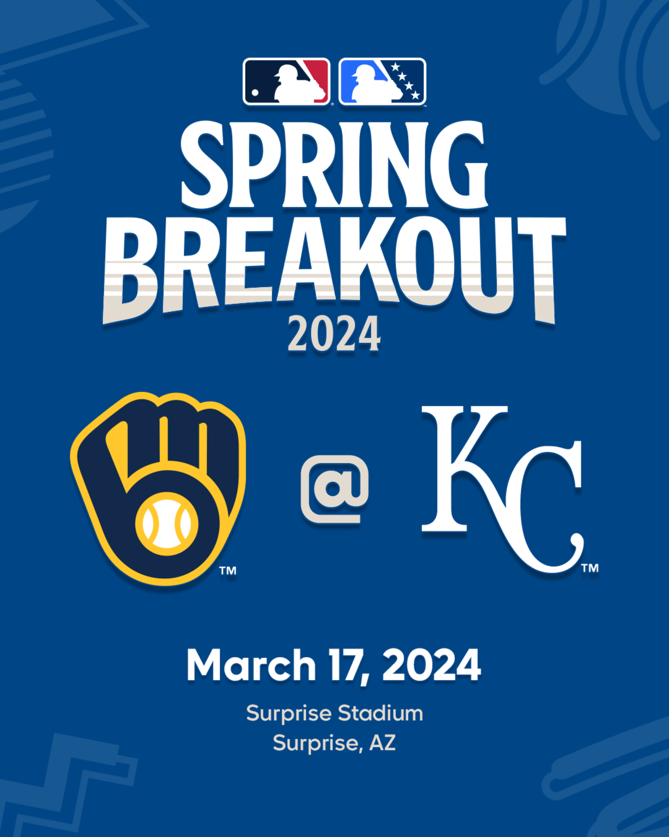 MLB Spring Breakout 2024. Milwaukee Brewers at Kansas City Royals. March 17, 2024. Surprise Stadium in Surprise, Arizona.