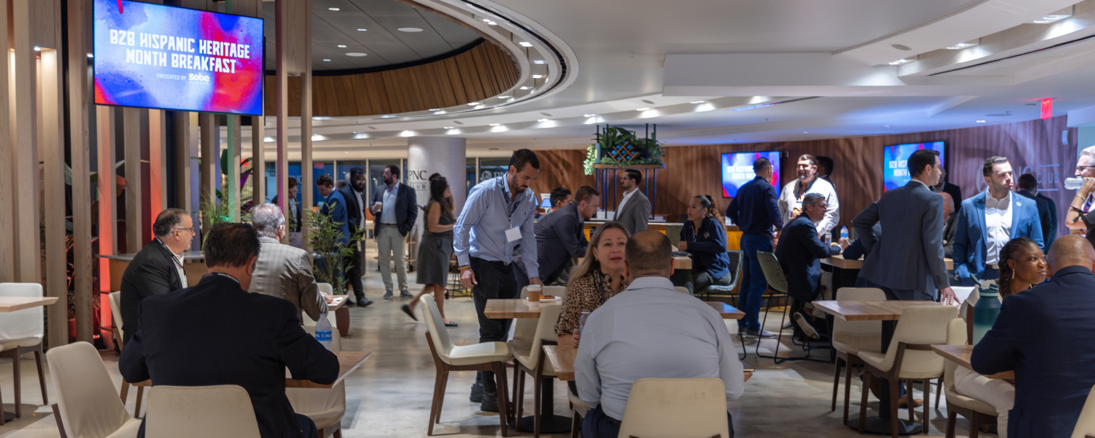 Business leaders meeting during a Marlins Baseball to Business event at loanDepot park