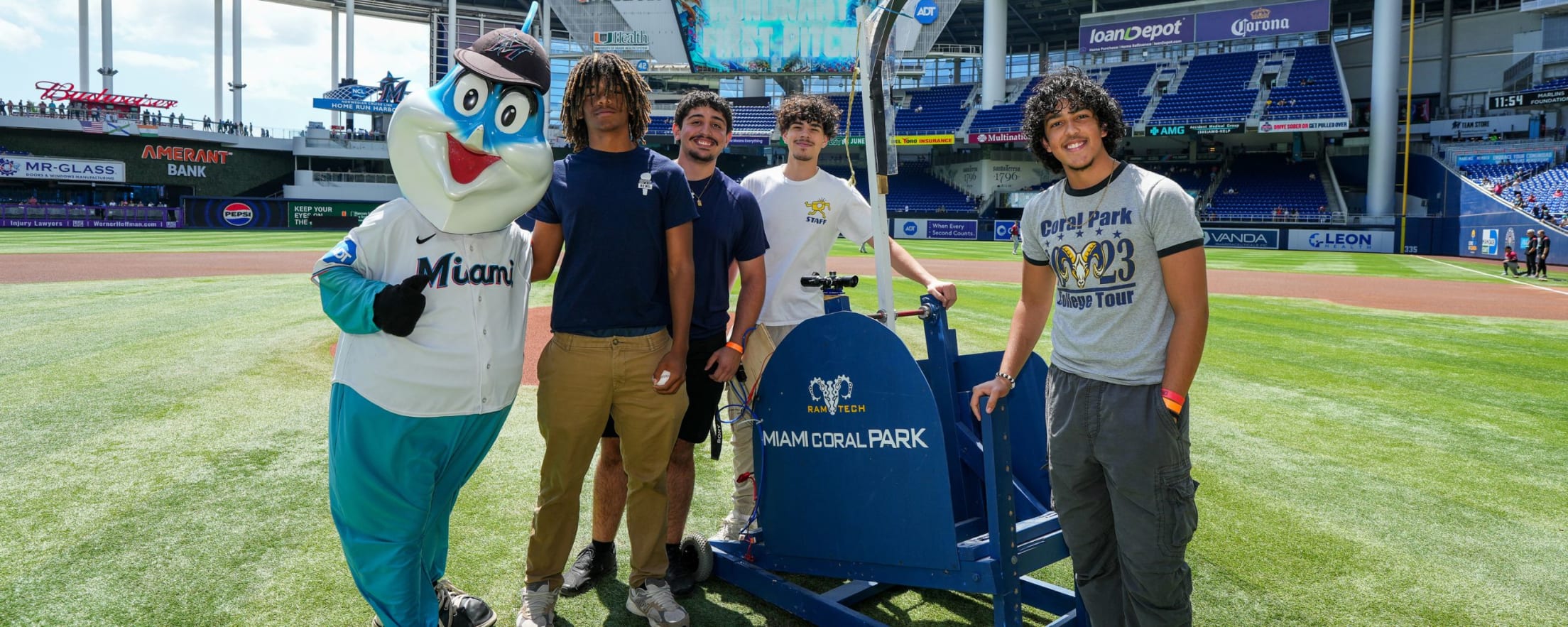 Billy the Marlin with fans celebrating STEAM Day