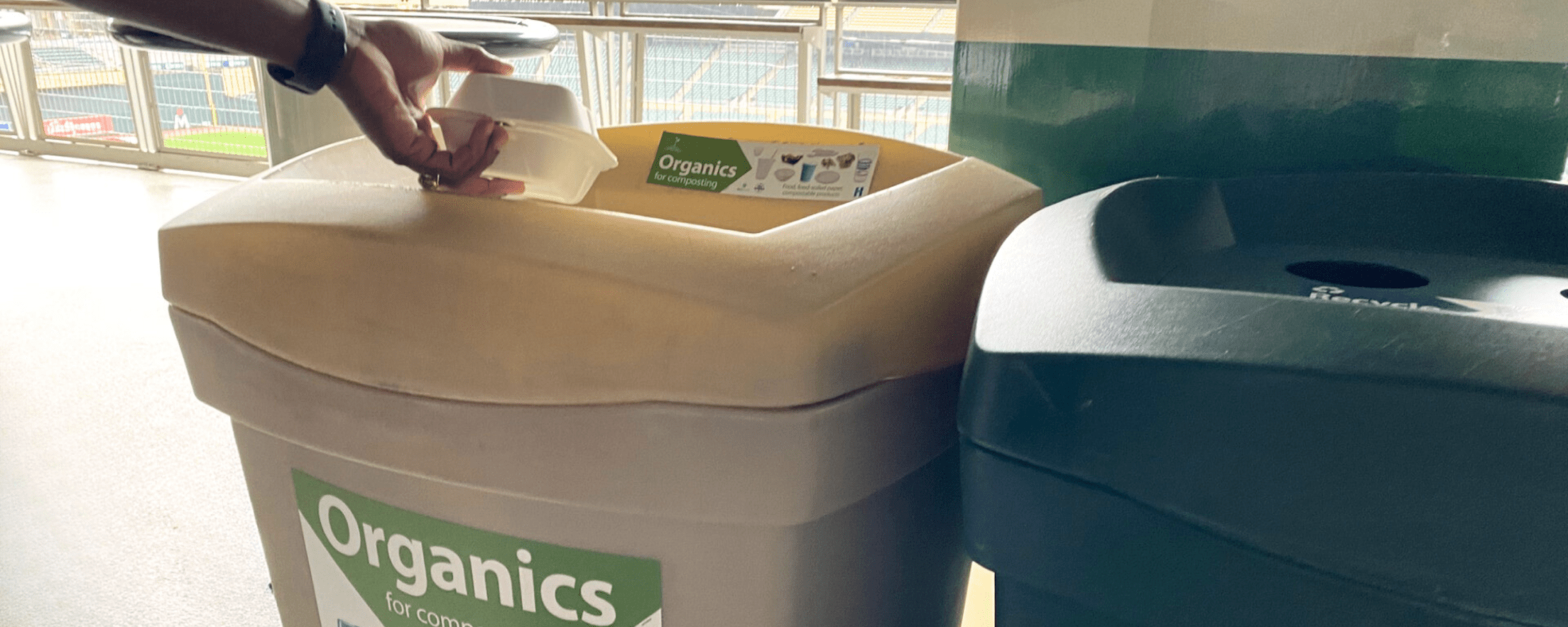 compost and recycling bins at Target Field
