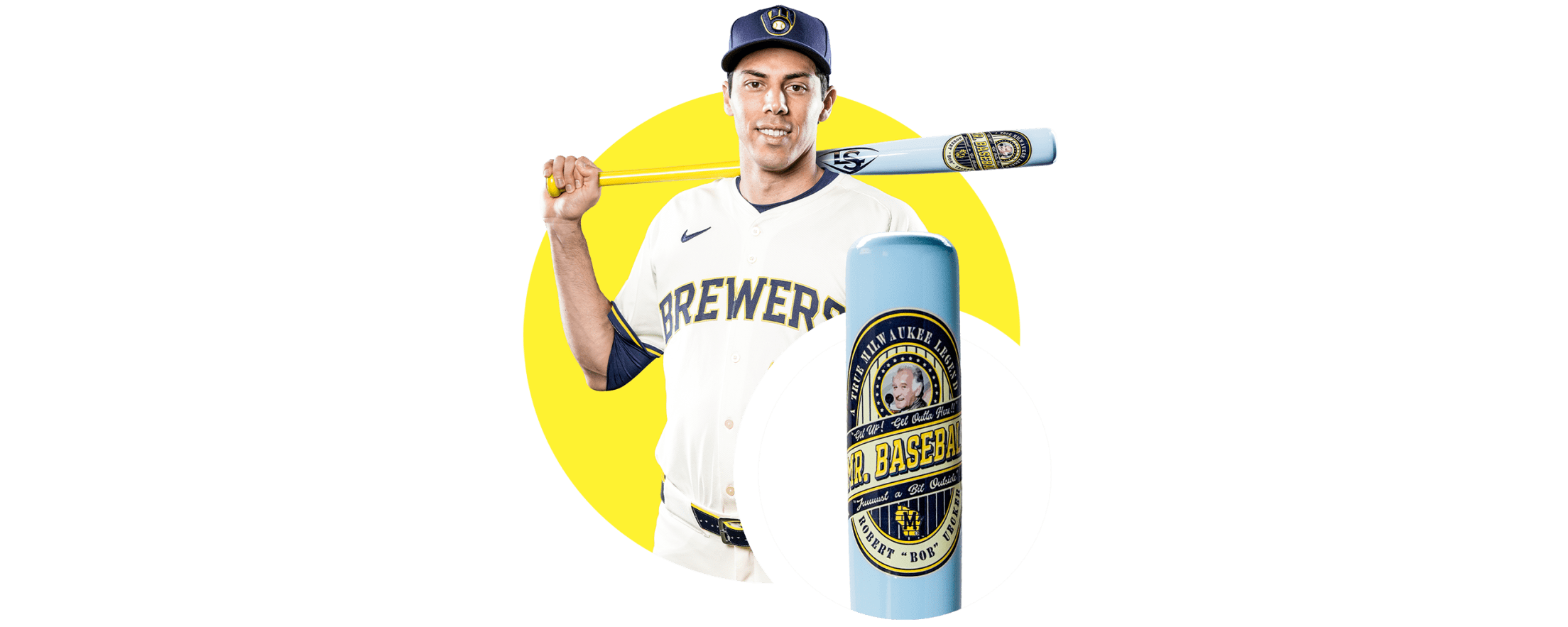 Member-Exclusive Christian Yelich 2025 MLB Players’ Weekend Bob Uecker Themed Bat