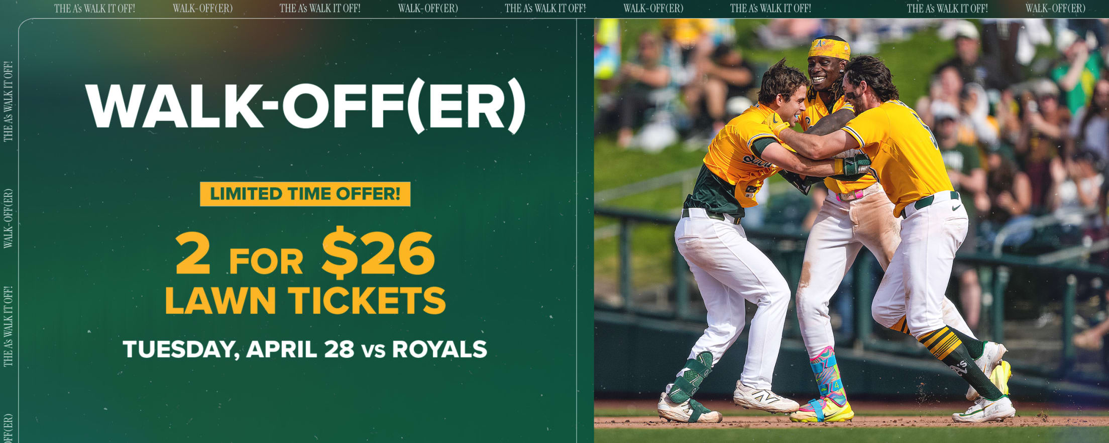WALK-OFF(ER)! - 2 for $26 Lawn Tickets - Monday, April 28 vs. Royals