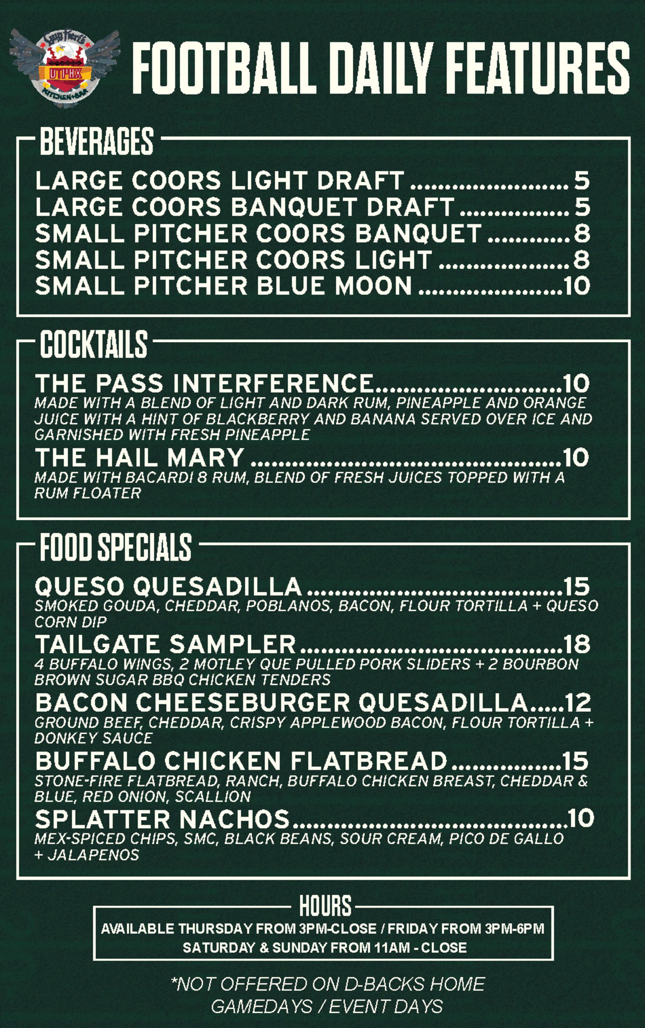 Guy Fieri's DTPHX Kitchen + Bar Football Daily Features