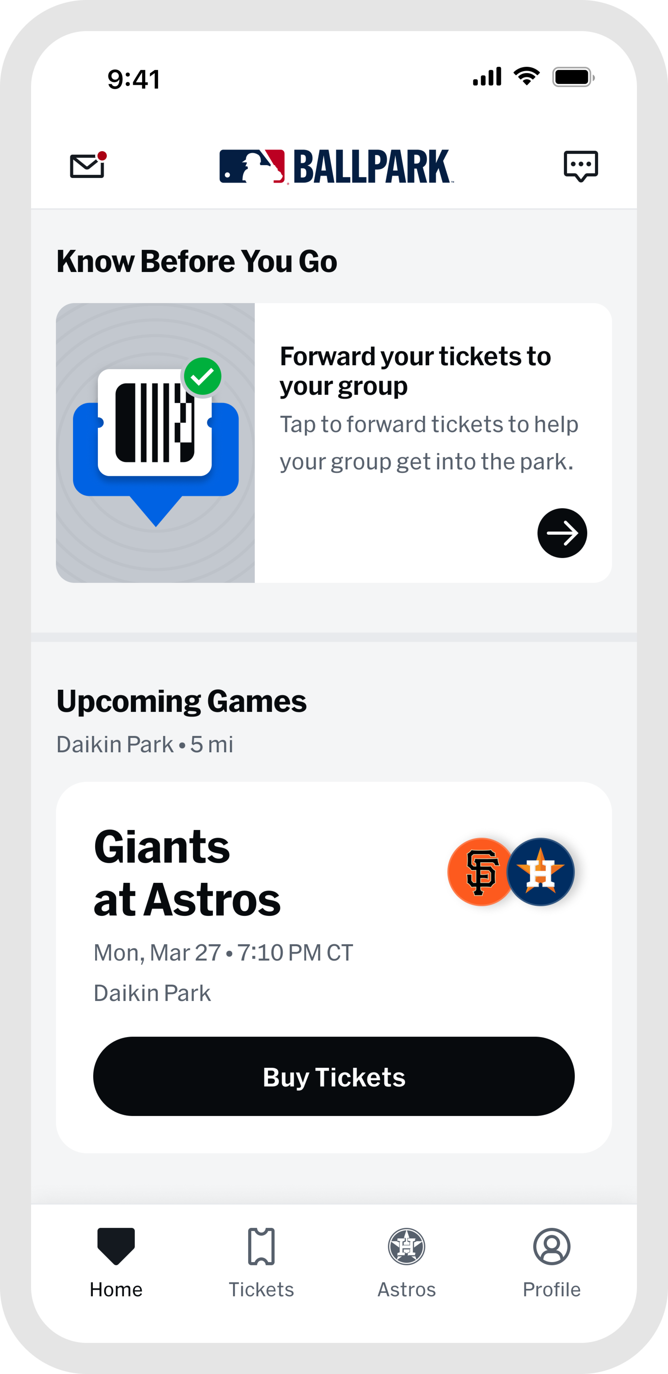 MLB Ballpark App Purchasing Tickets