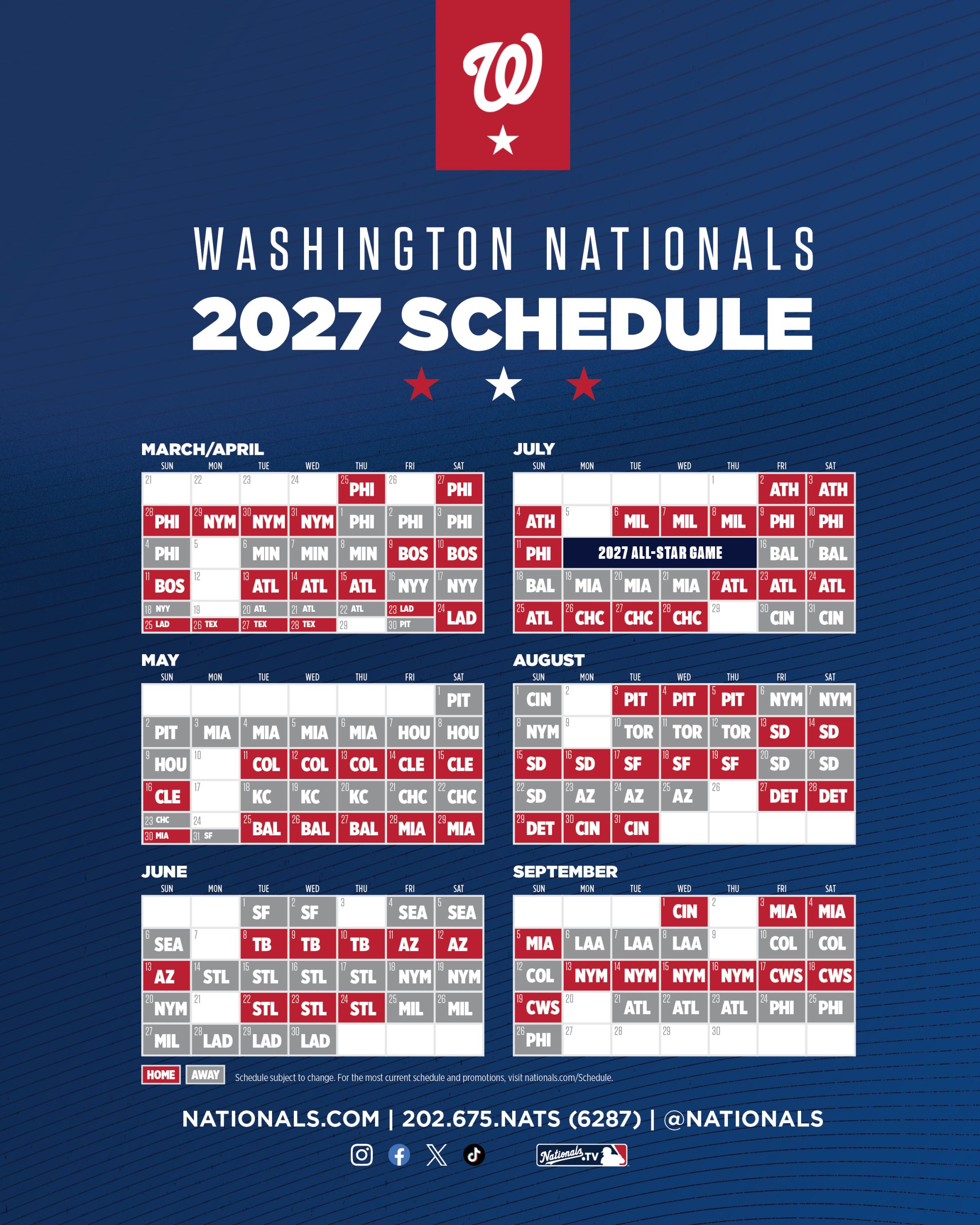 Washington Nationals 2027 Schedule