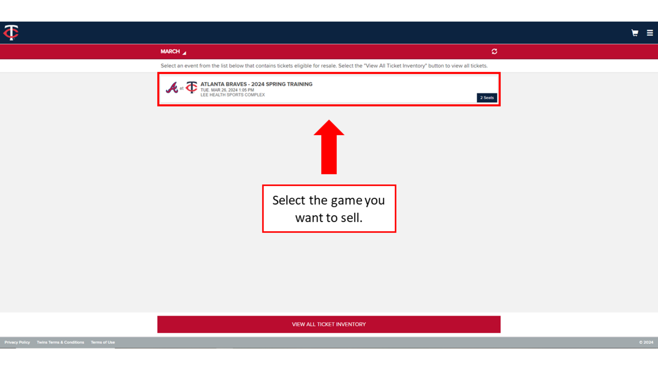 Select the game you want to sell.