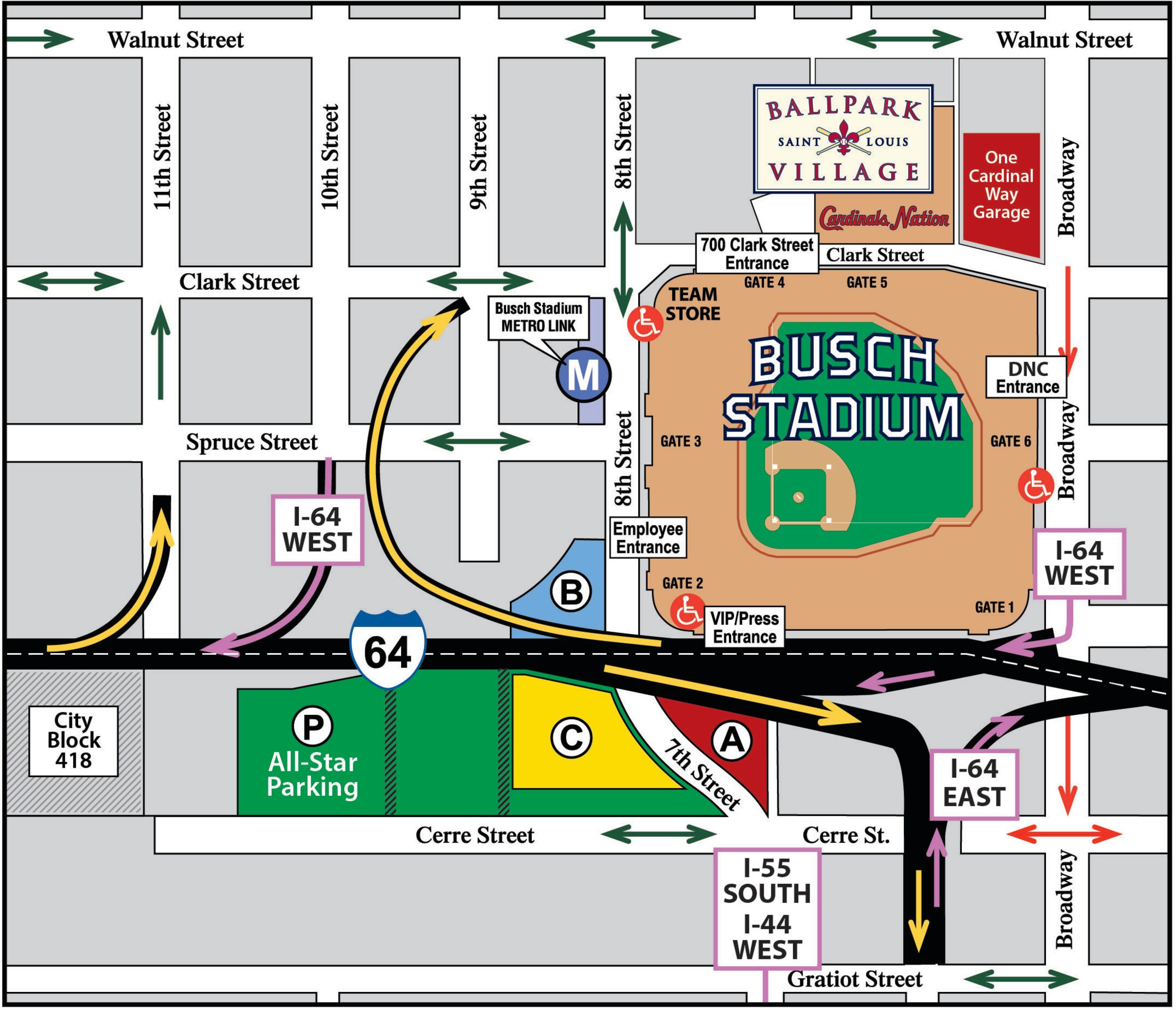 Busch Stadium Parking Map