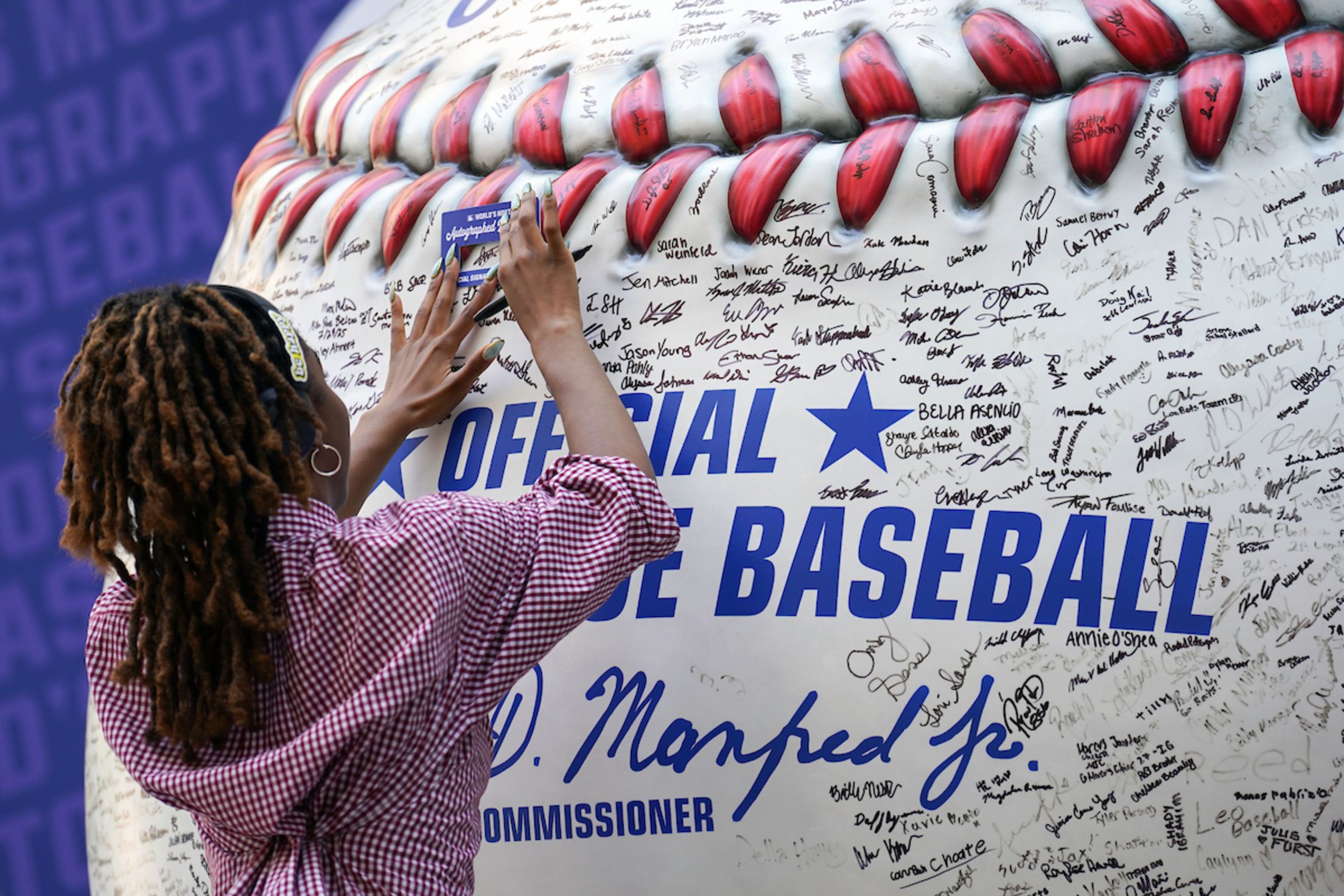The World’s Most Autographed Baseball tour at MLB Headquarters on Tuesday, July 29, 2025 in New York, New York.