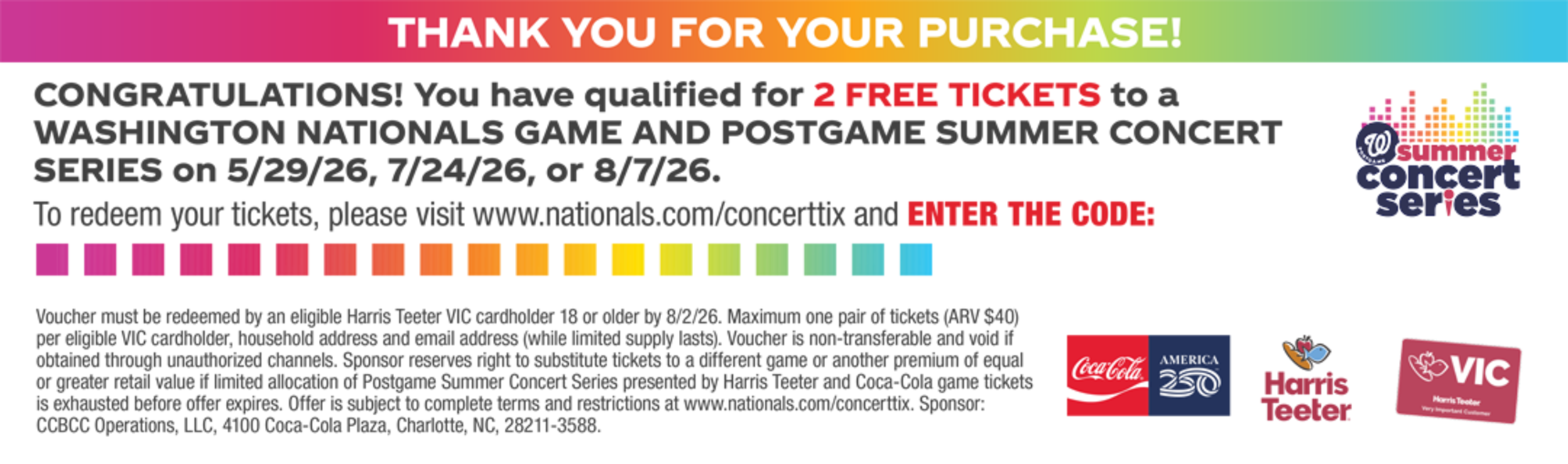 Summer Concerts Ticket Voucher