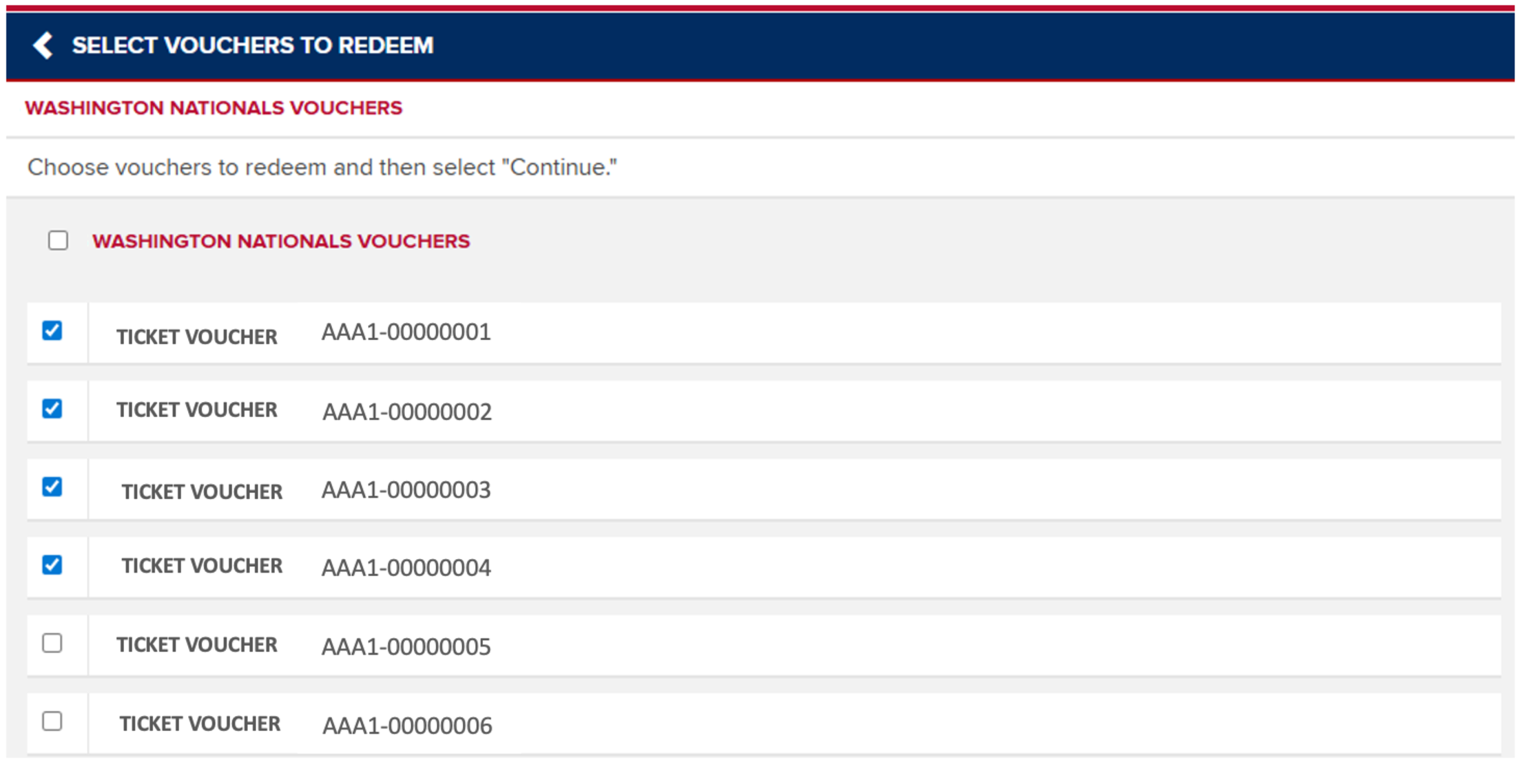 Select the vouchers you want to Redeem.