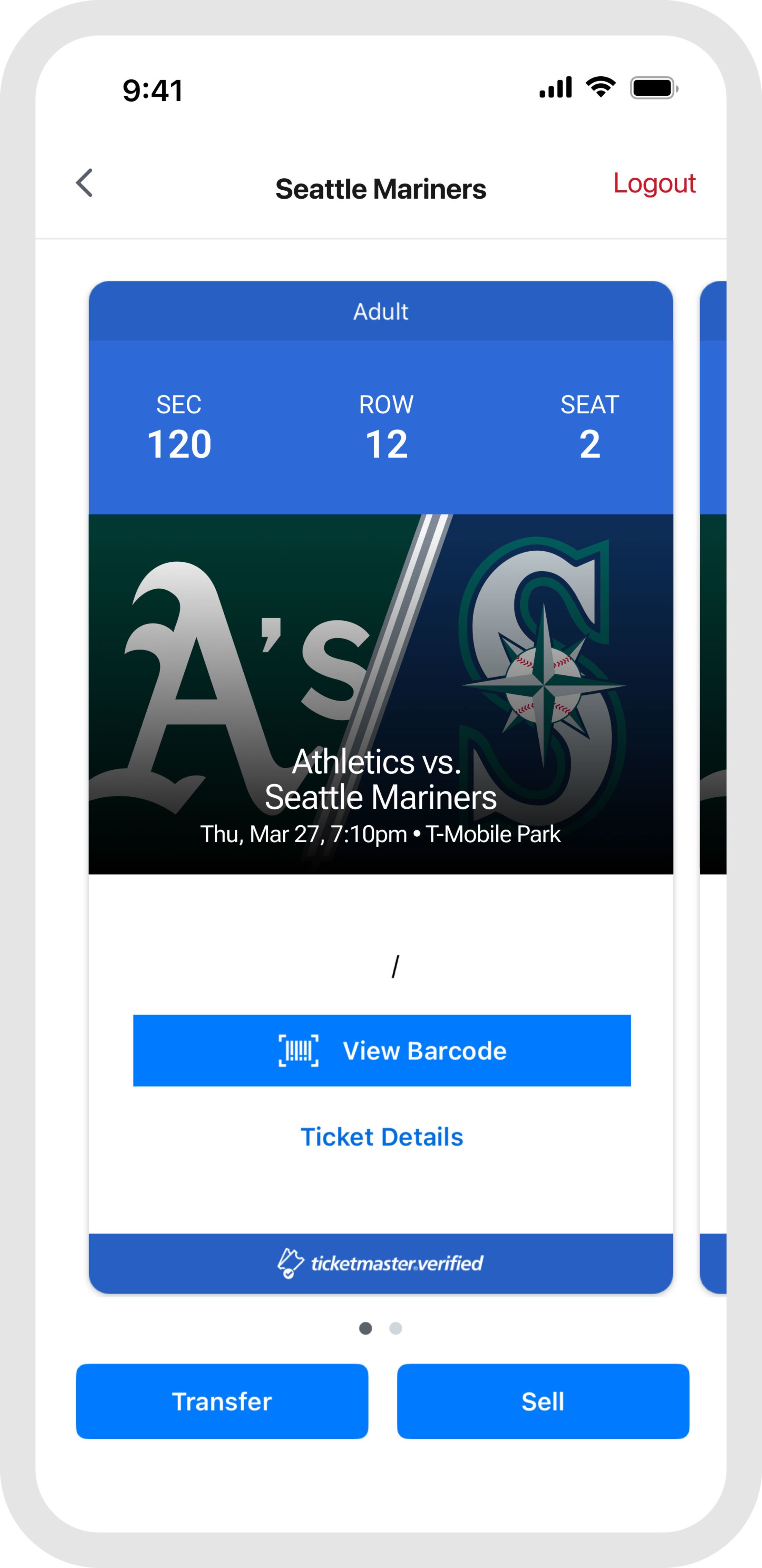 Image of Ballpark app Select Tickets to Forward