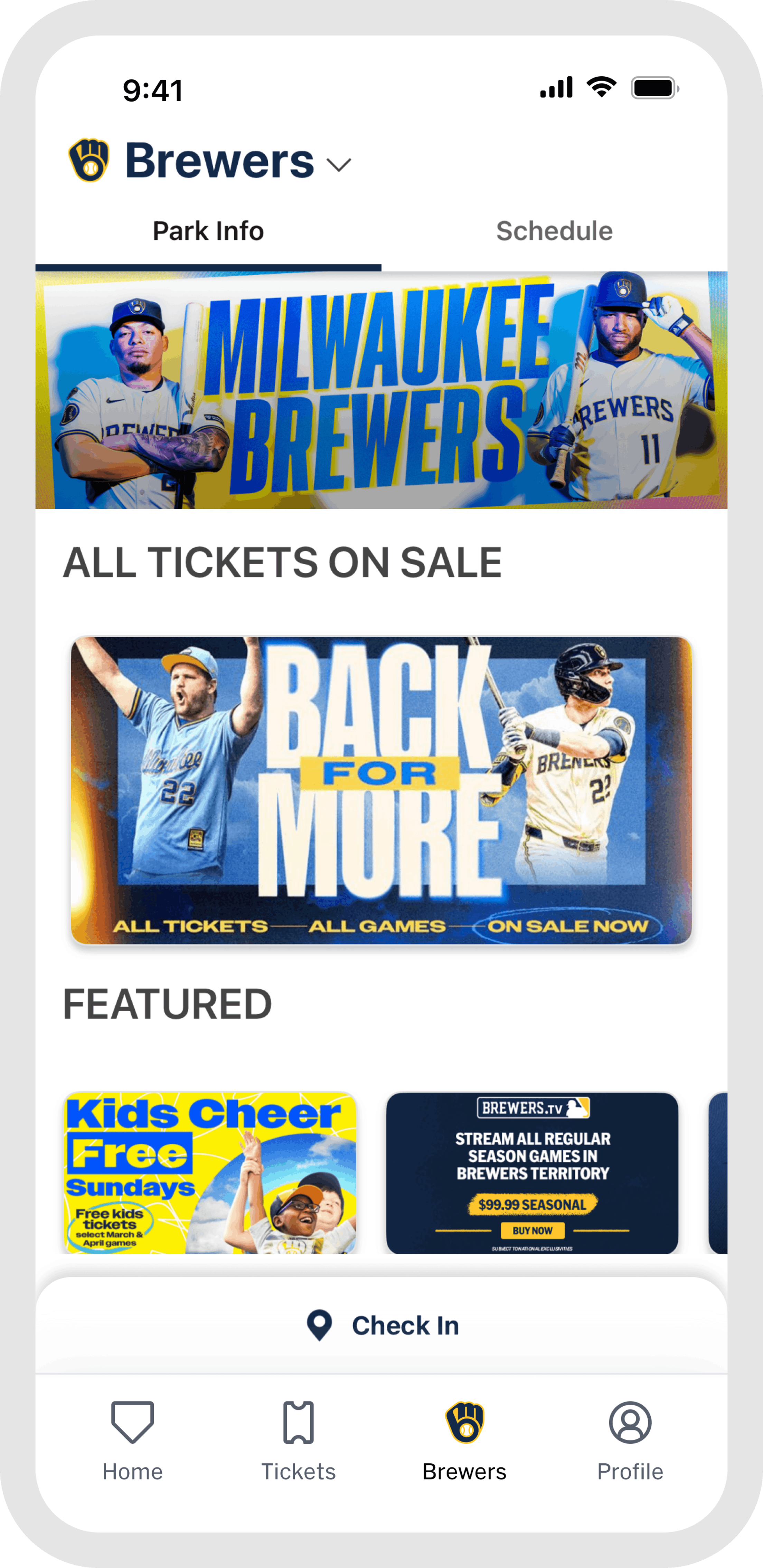 MLB Ballpark App - Team Tab