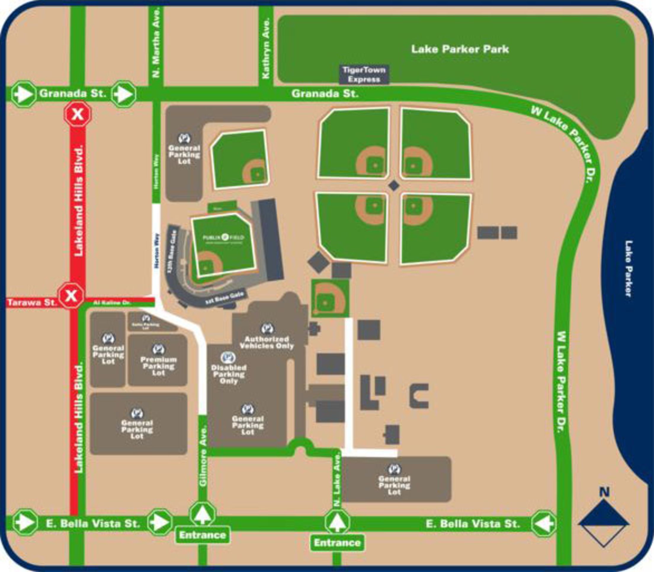 Detroit Tigers Spring Training Parking Map